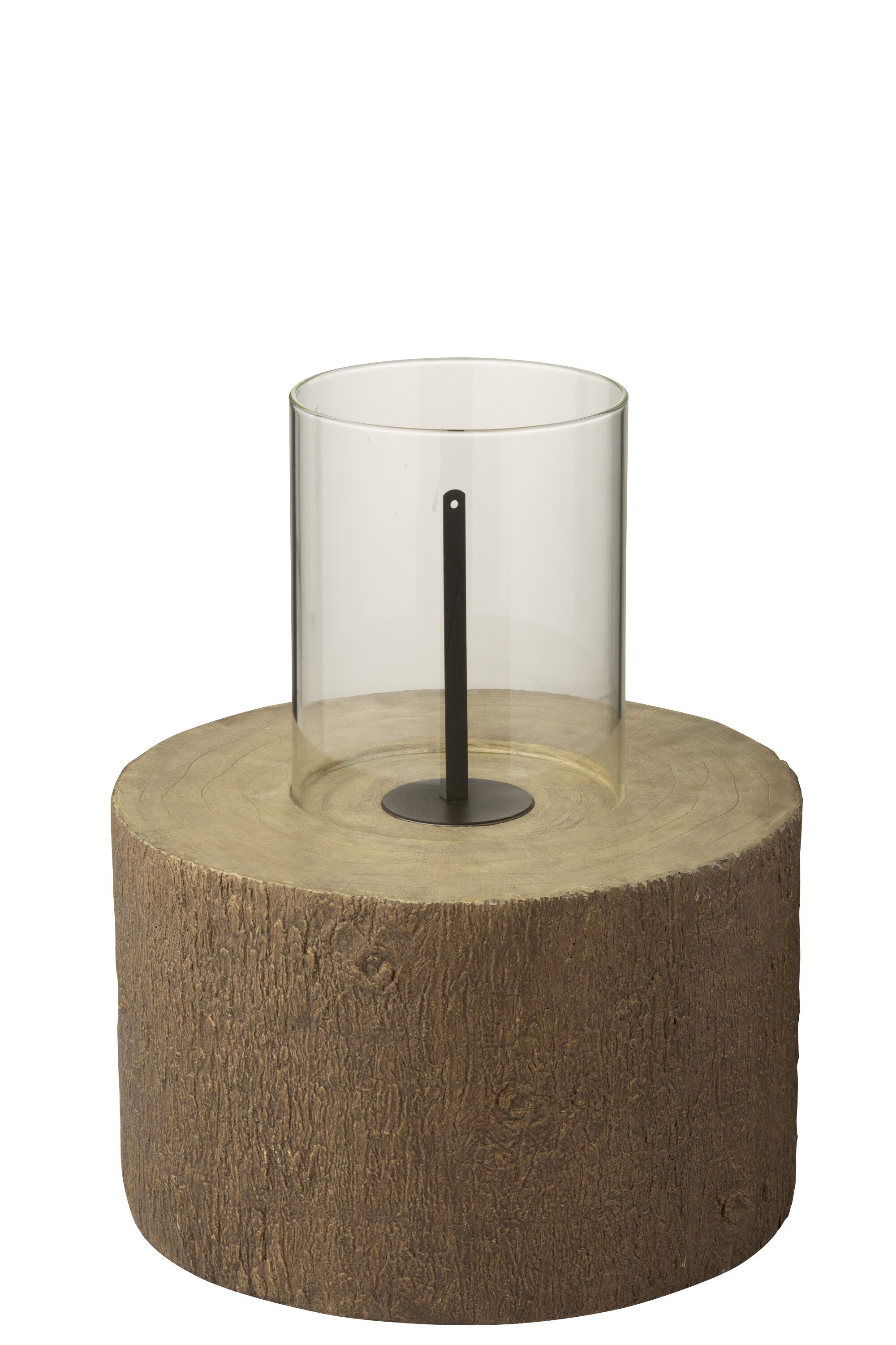 J-line Outdoorkerze Feuerstelle Baumstamm, Rund, Braun, Ethanol, Large