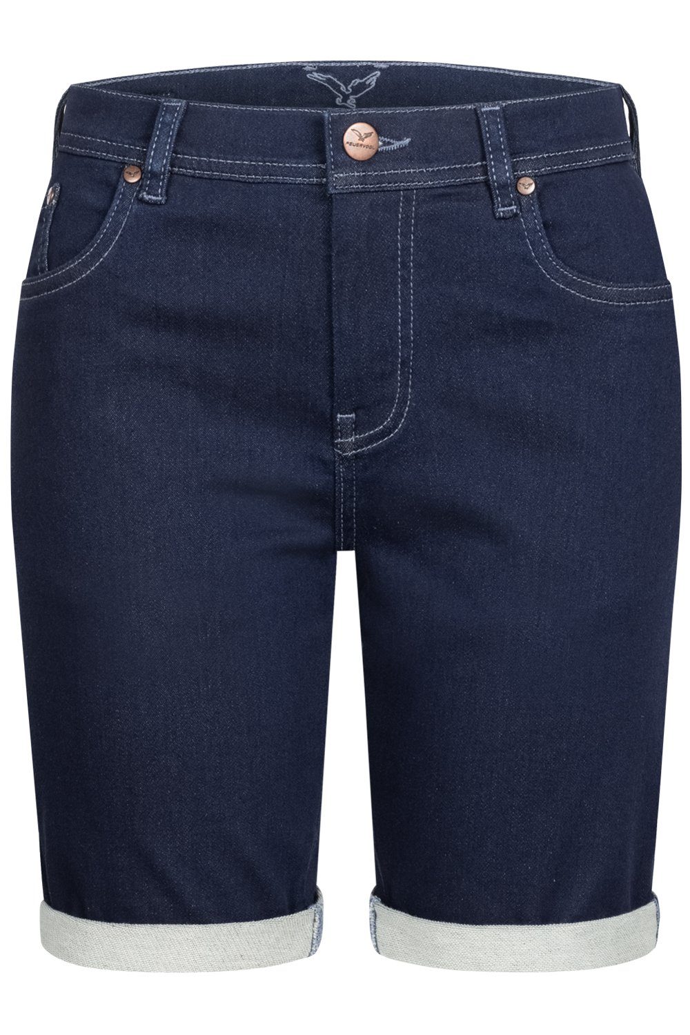 Blue Feuervogl Bermuda, Classic 5-Pocket-Style, fv-Wed:ding, Denim Unisex Summer Jeansbermudas