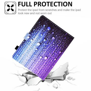 Wigento Tablet-Hülle Kunstleder Tablet Cover Tasche Wassertropfen für Amazon Fire 7 Zoll 9. Gen Blau Hülle Case Etui