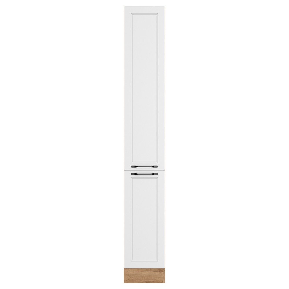 Lomadox Apothekerschrank MONTERREY-03 Auszugsschrank Hochschrank Küchenschrank, 30cm, weiß/Eiche