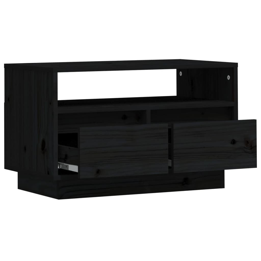 furnicato TV-Schrank Kiefer Massivholz 60x35x37 cm Schwarz