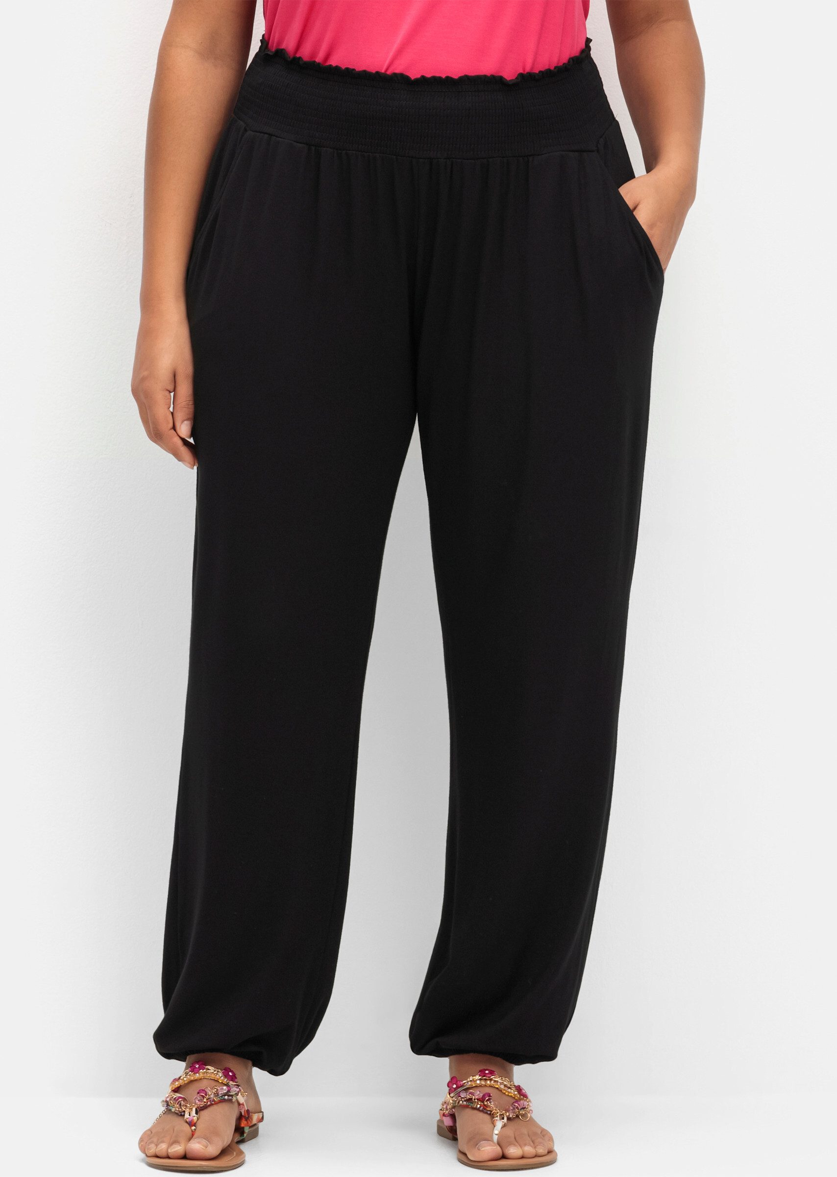 Sheego Jerseyhose Schlupfhose mit Smokbund und Gummibündchen günstig online kaufen