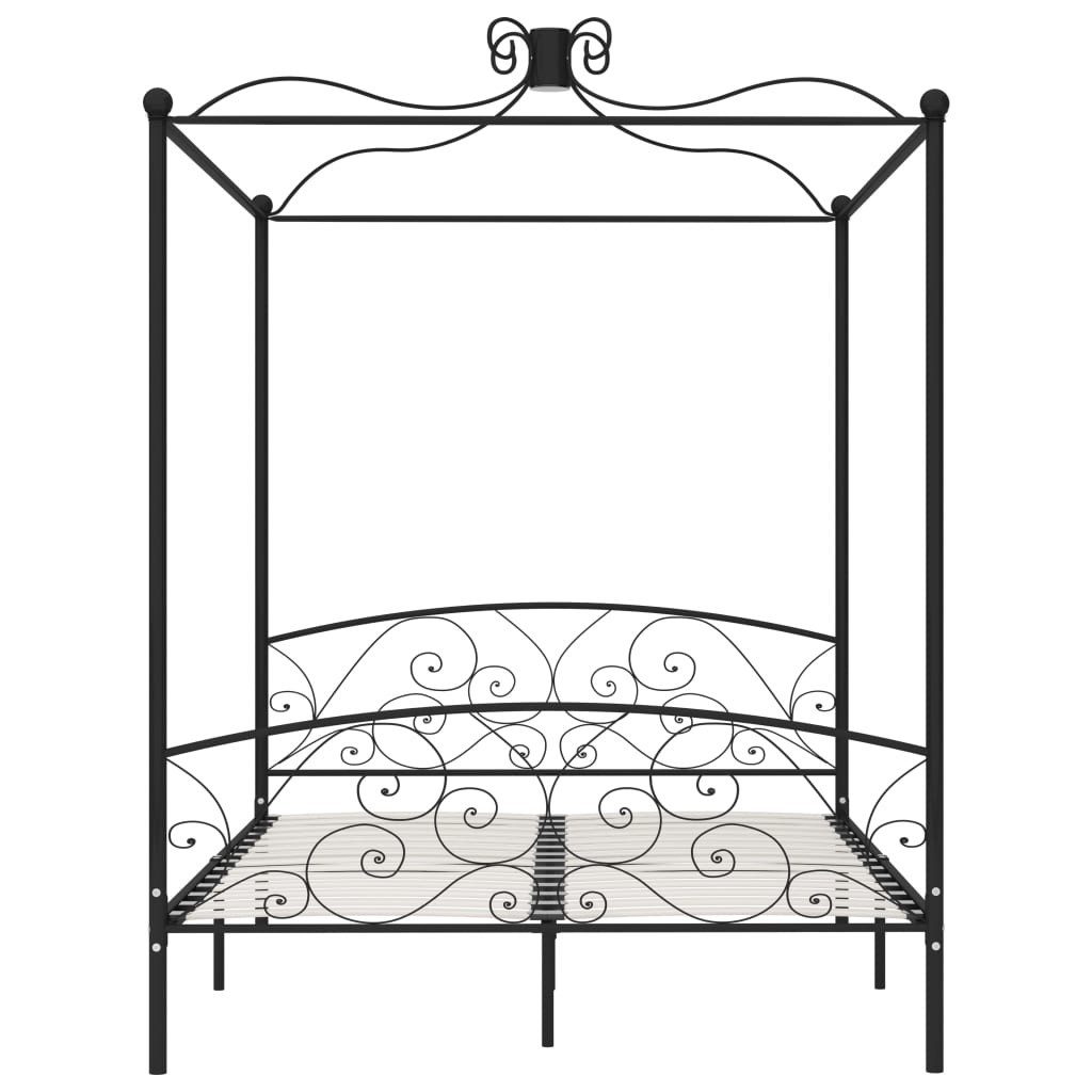 vidaXL Himmelbett 160 x 200 cm Himmelbett-Gestell Schwarz Metall 160x200 cm Bett Bettrah
