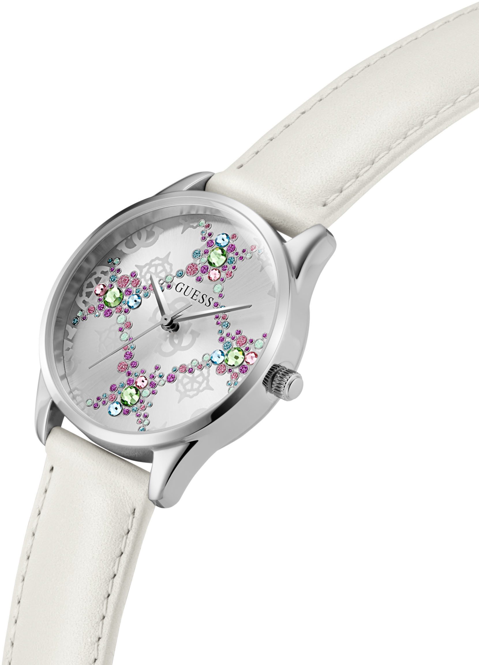 Guess Quarzuhr LUSTER GW0837L1, Armbanduhr, Damenuhr, Lederarmband, Mineral günstig online kaufen