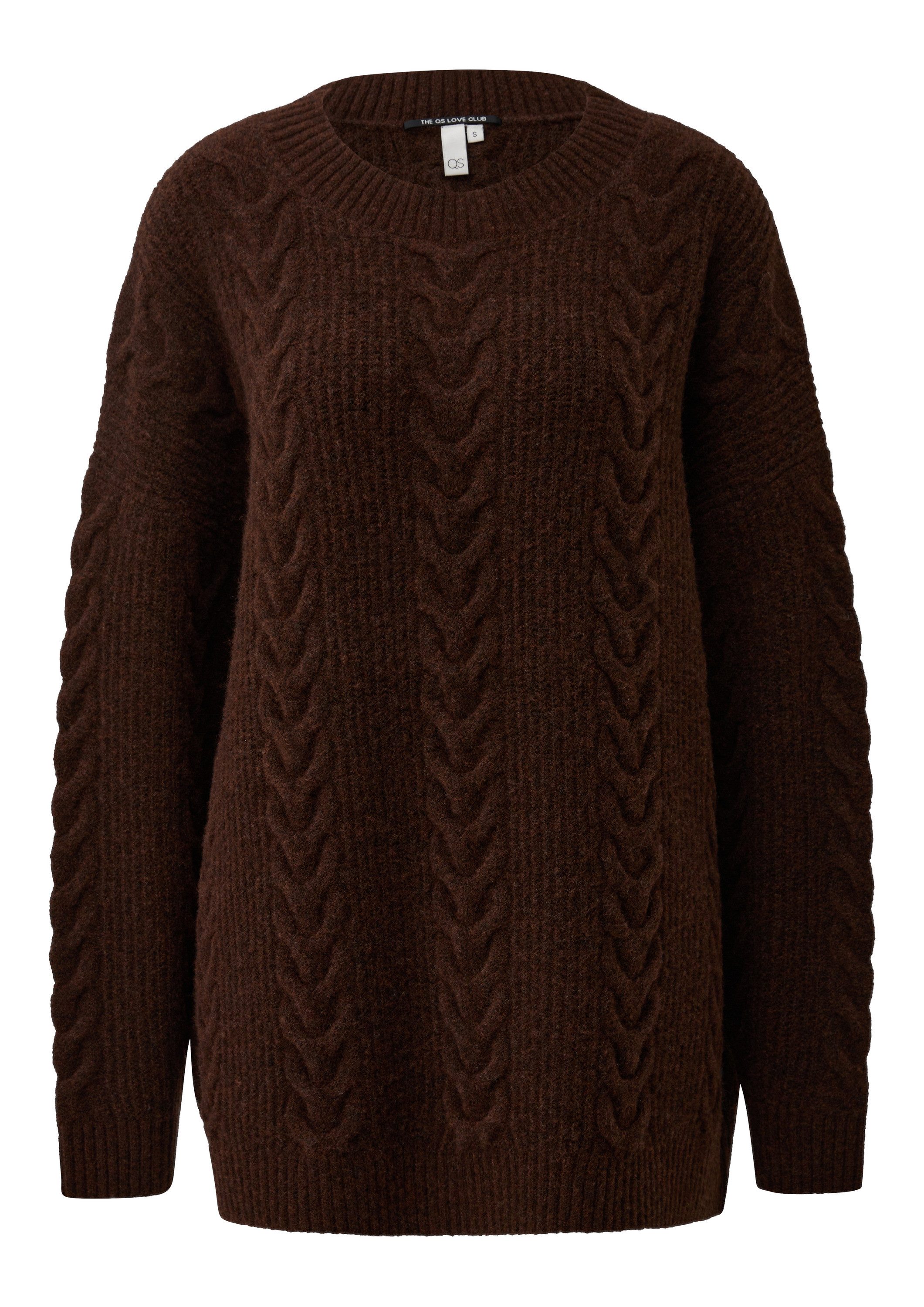 QS Longpullover Strickpullover Weicher oversize Zopfpullover günstig online kaufen