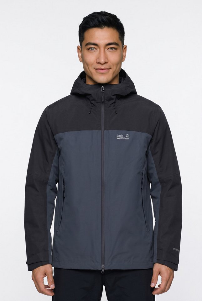 Jack Wolfskin 3-in-1-Funktionsjacke mit Kapuze mit regulierbarem Elastikband, wasserdicht, winddicht