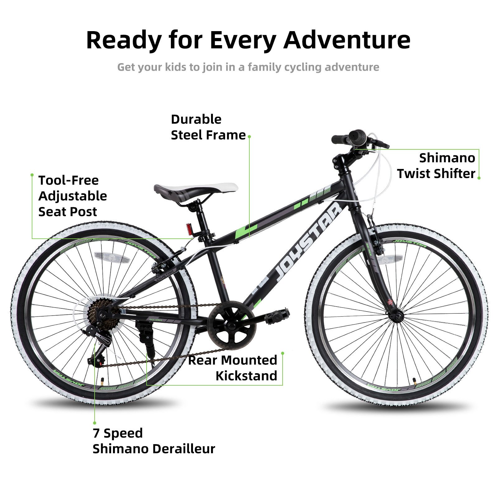 JOYSTAR Kinderfahrrad 20 Zoll Kinderfahrrad für Jungen & Mädchen im Alter von 7-12 Jahren, Hardtail Mountainbike mit 7-Gang Schaltung, Doppel-V-Bremse