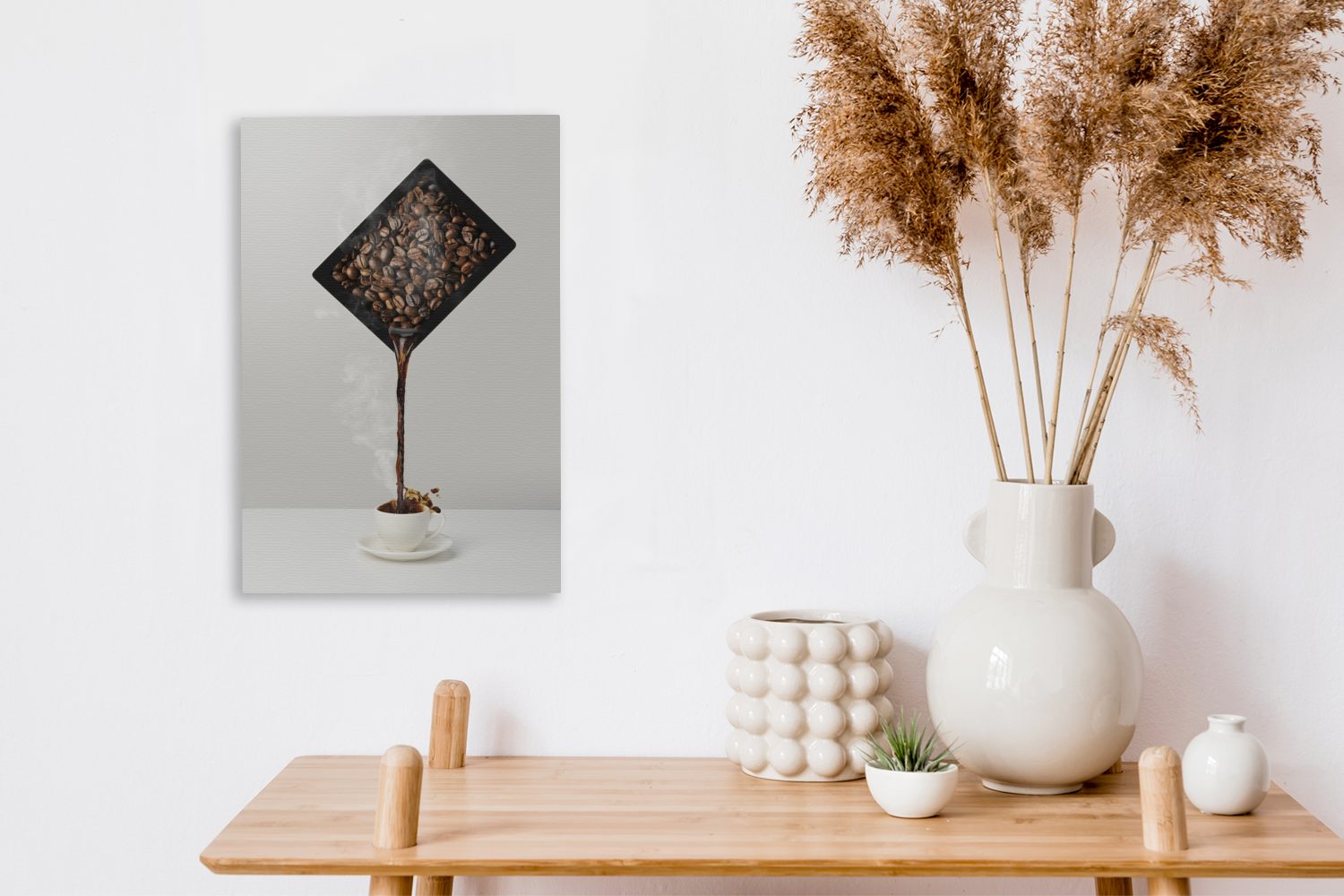 OneMillionCanvasses® Leinwandbild Kaffeebohnen bespannt 20x30 inkl. cm Leinwandbild Gemälde, fertig Tablette, einer Zackenaufhänger, (1 auf St)