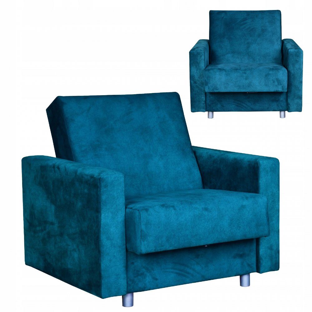 Family Meble Sessel Family Meble Schlafsessel Alicja mit Bettkasten Türkis 97x95x93 cm