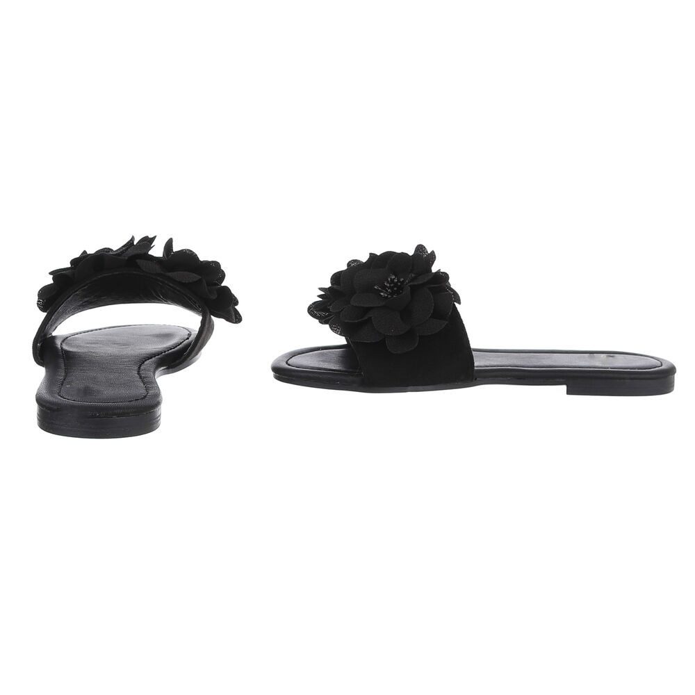 Ital-Design Modische Sandalen mit Blumenakzent, ideal für Sommer Pantolette (89368543) Blockabsatz Pantoletten in Schwarz – Bild 5 von 5