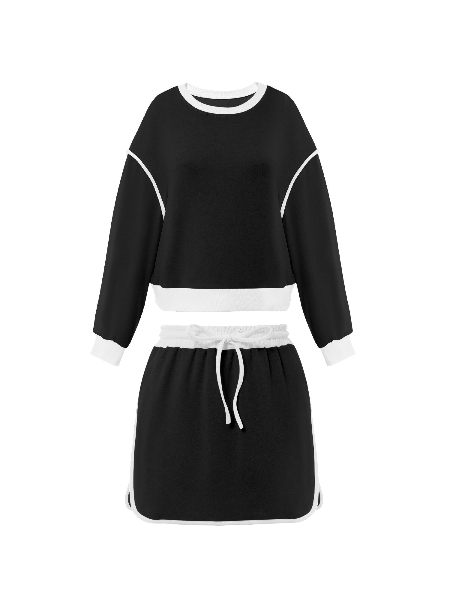Imily Bela Hausanzug Damen 2-teiliges Set Trainingsanzug (Set, 1 tlg., Sweatshirt + Shorts mit Kordelzug) mit Rundhalsausschnitt