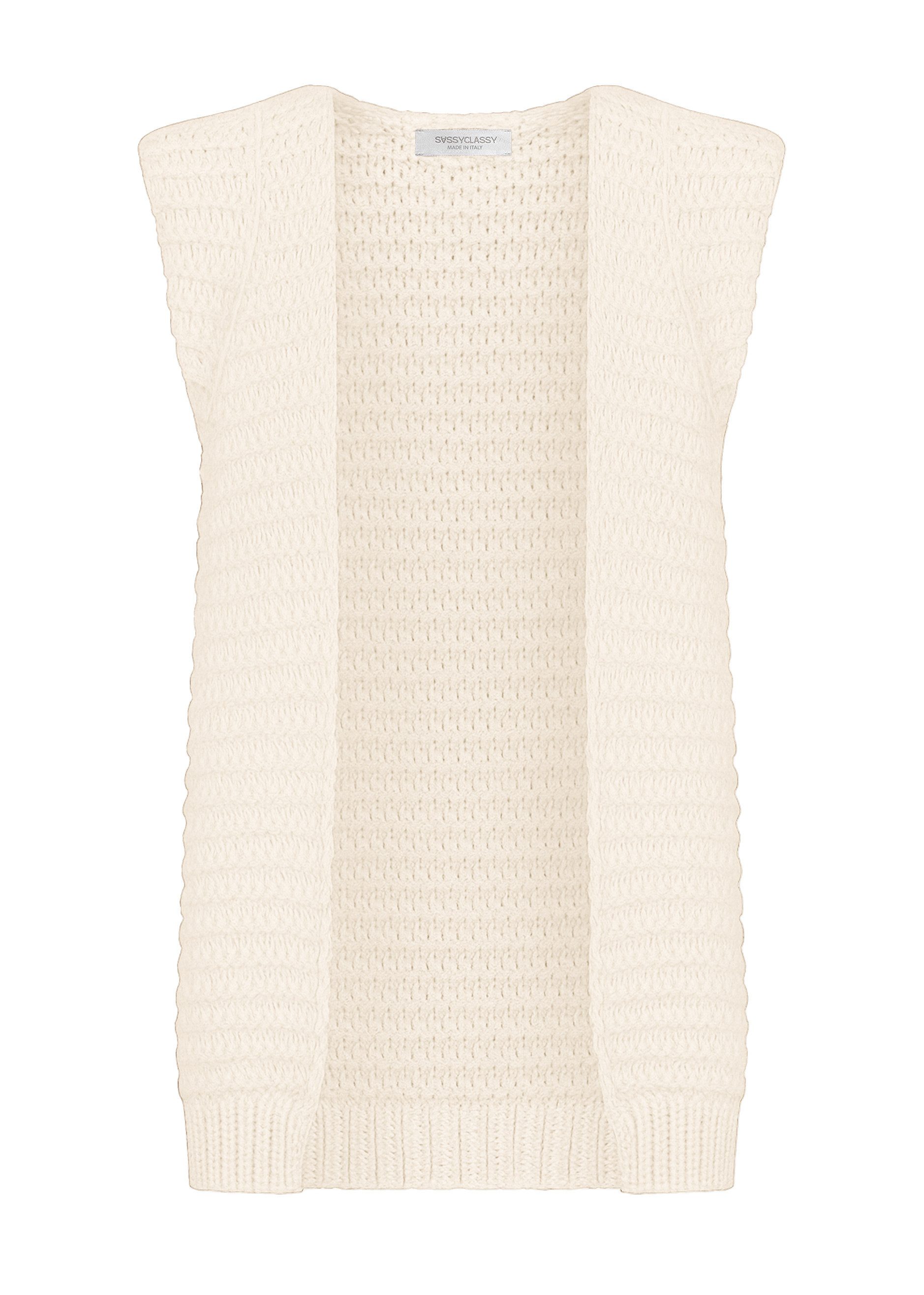 SASSYCLASSY Kurzweste Lange ärmellose Strickweste für günstig online kaufen