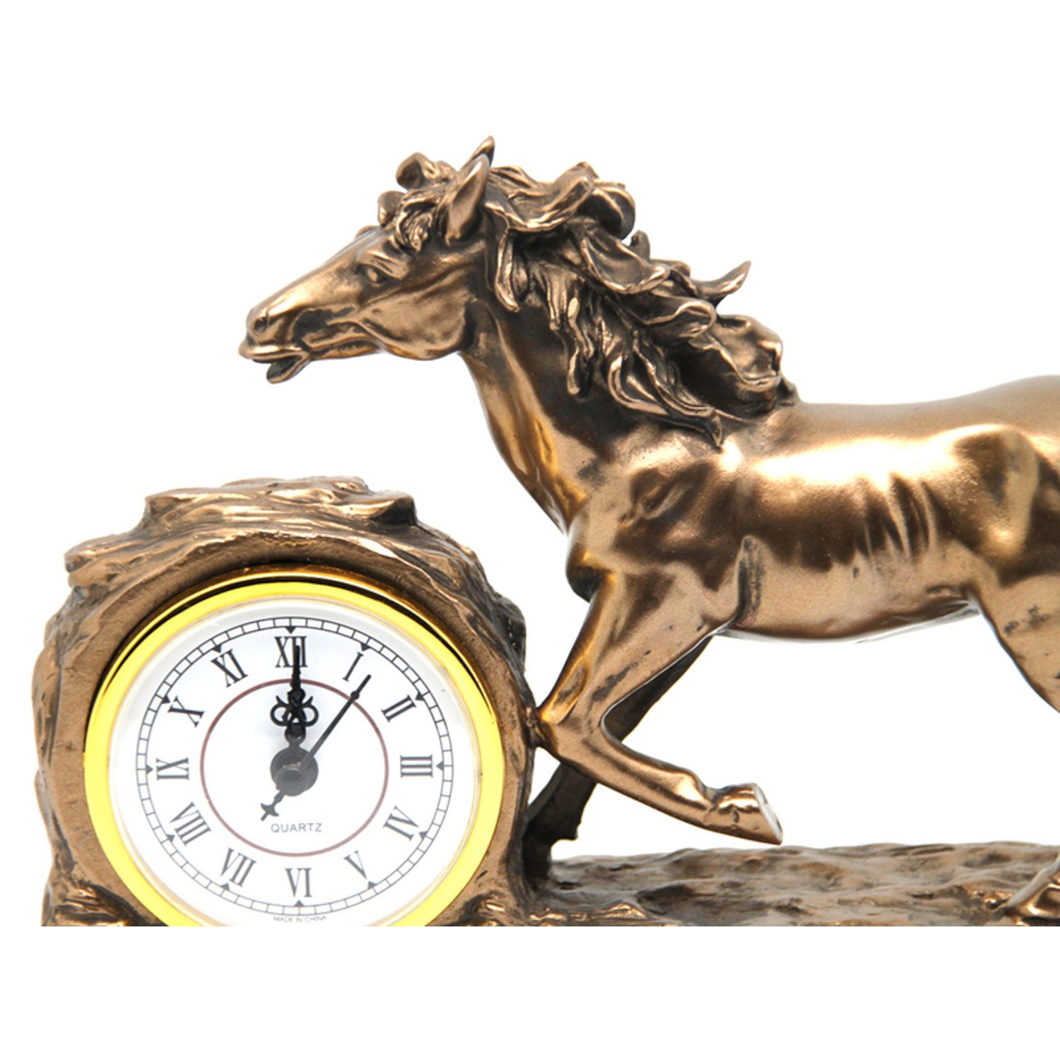 Queen Isabell Tischuhr Galoppierendes Pferd Figur Braune Tischdekoration