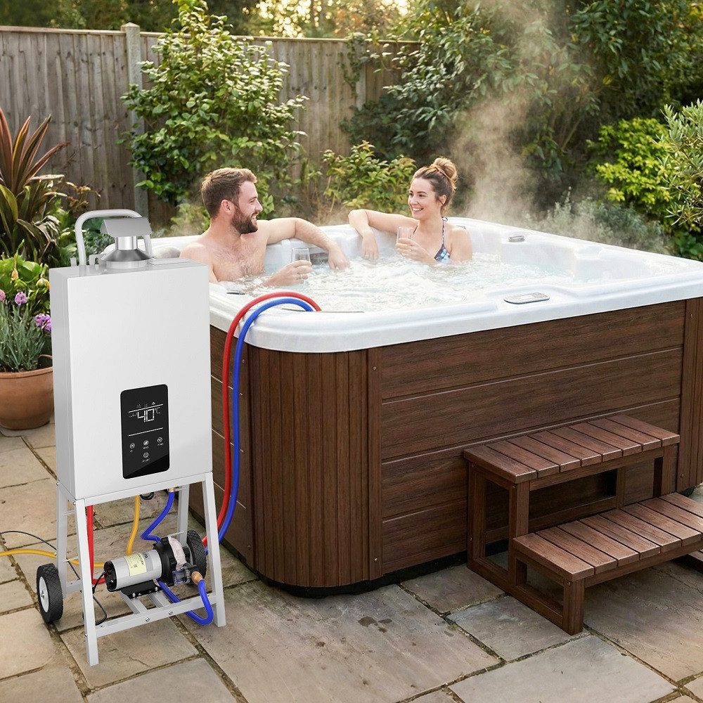 Meulbaty Pool-Wärmepumpe SUPA Poolheizung, schnellste tragbare Heizung für Whirlpools (1 tlg), für Whirlpools und Aufstellpools, mit Heizungssteuerung und Rädern