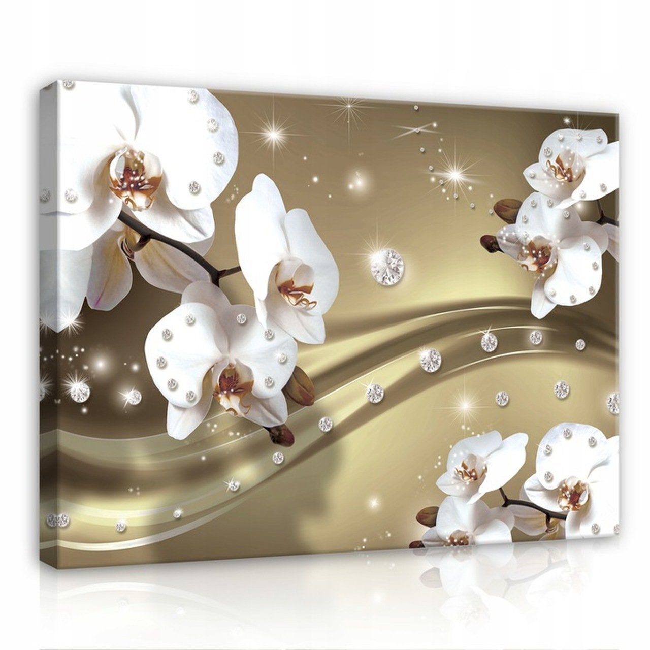 (Einteilig), Auf Wandbilder Modern Canvas Aufhängefertig für Abstrakt Bild Weiß Groß Blumen Leinwand Kunstdruck XXL Leinwandbilder Bilder Wallarena Diamant Wandbild Orchidee Schlafzimmer, Leinwandbild Wohnzimmer