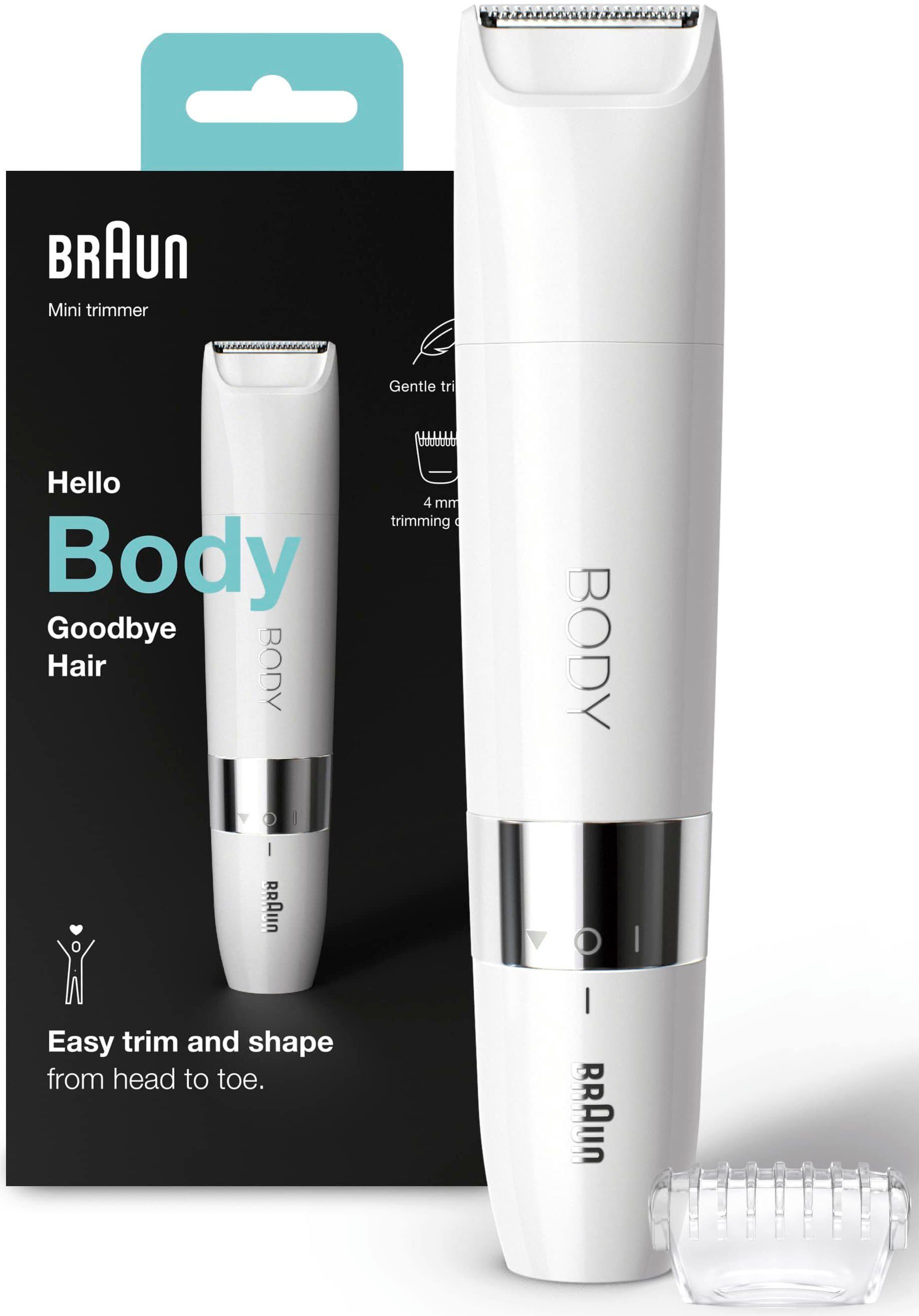 Braun Elektrokörperrasierer Mini Body-& Bikini-Trimmer unterwegs für Mini-Größe Aufsätze: BS1000, 1