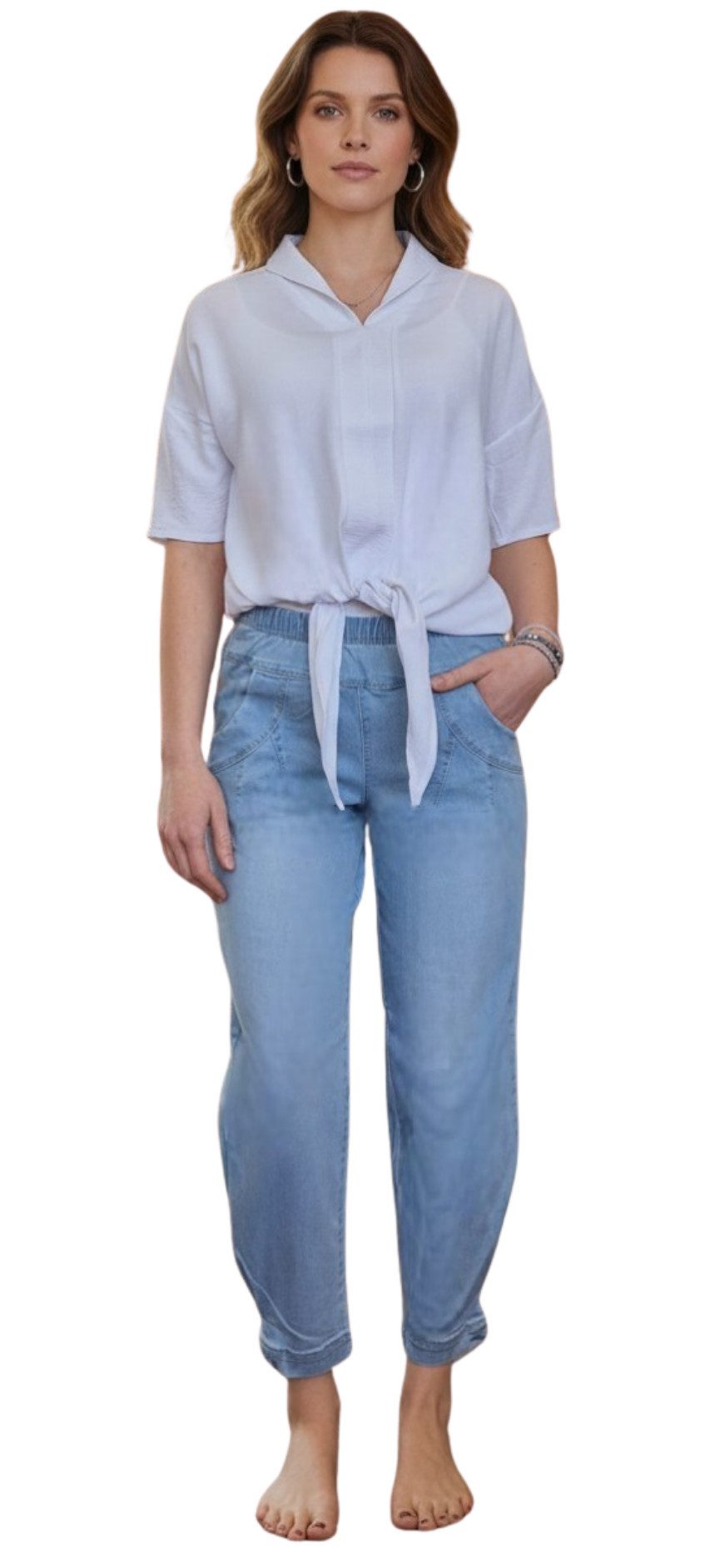 Stehmann Schlupfjeans Rachell3-700W, lässige Powerstretch Jeans mit Faltendetails super stretchig