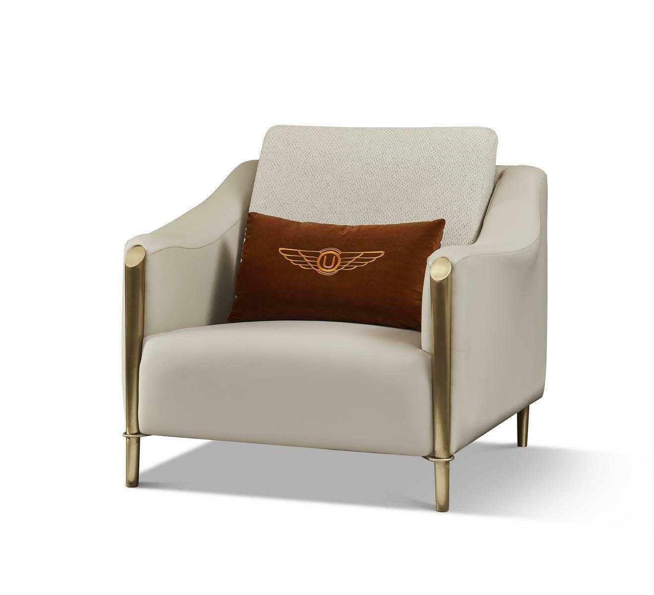 JVmoebel Sessel, Sessel Design Stuhl Polster Stoff Textil Leder Lounge  Fernseh 1 Sitzer Einsitzer