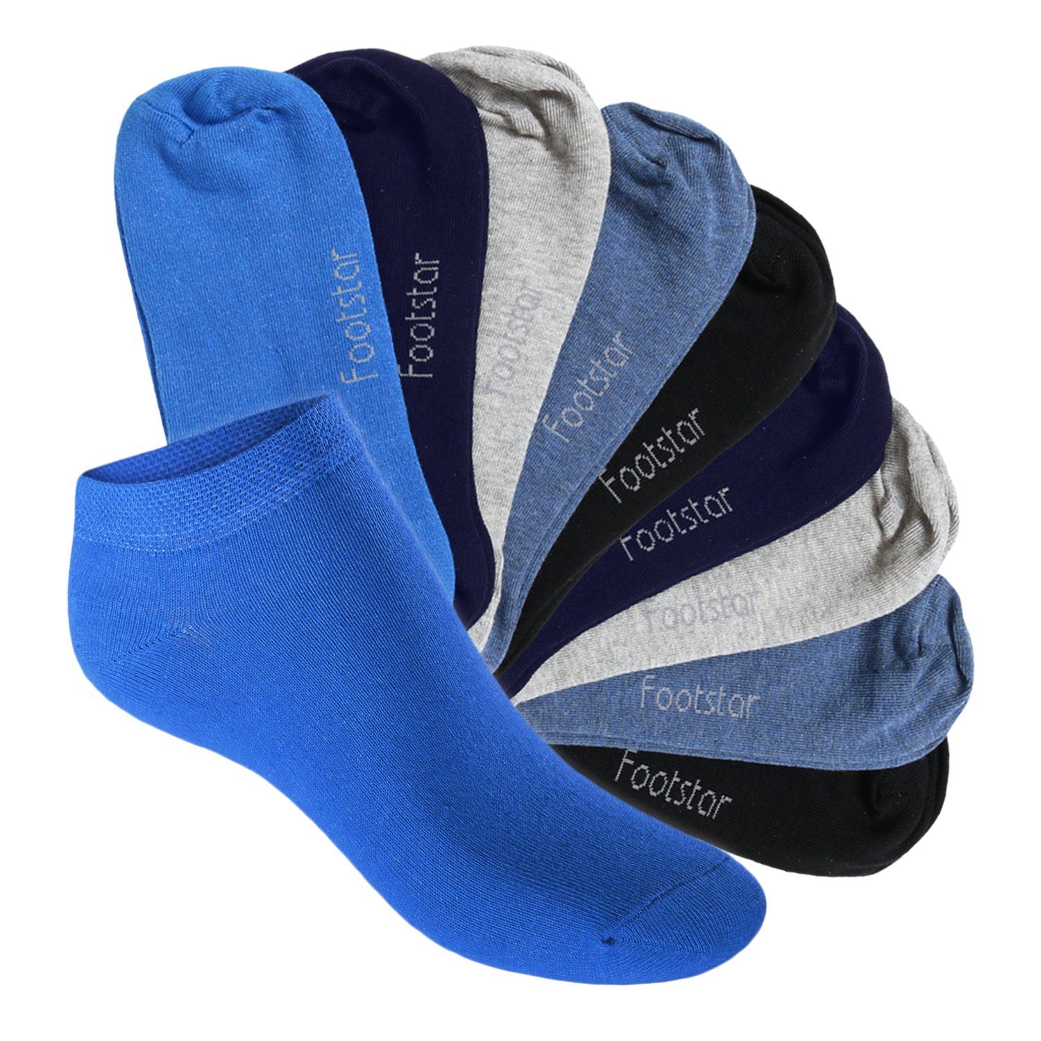 Footstar Kurzsocken Kinder Sneaker Socken (10 Paar) - Kurze Socken für Kids Jeanstöne