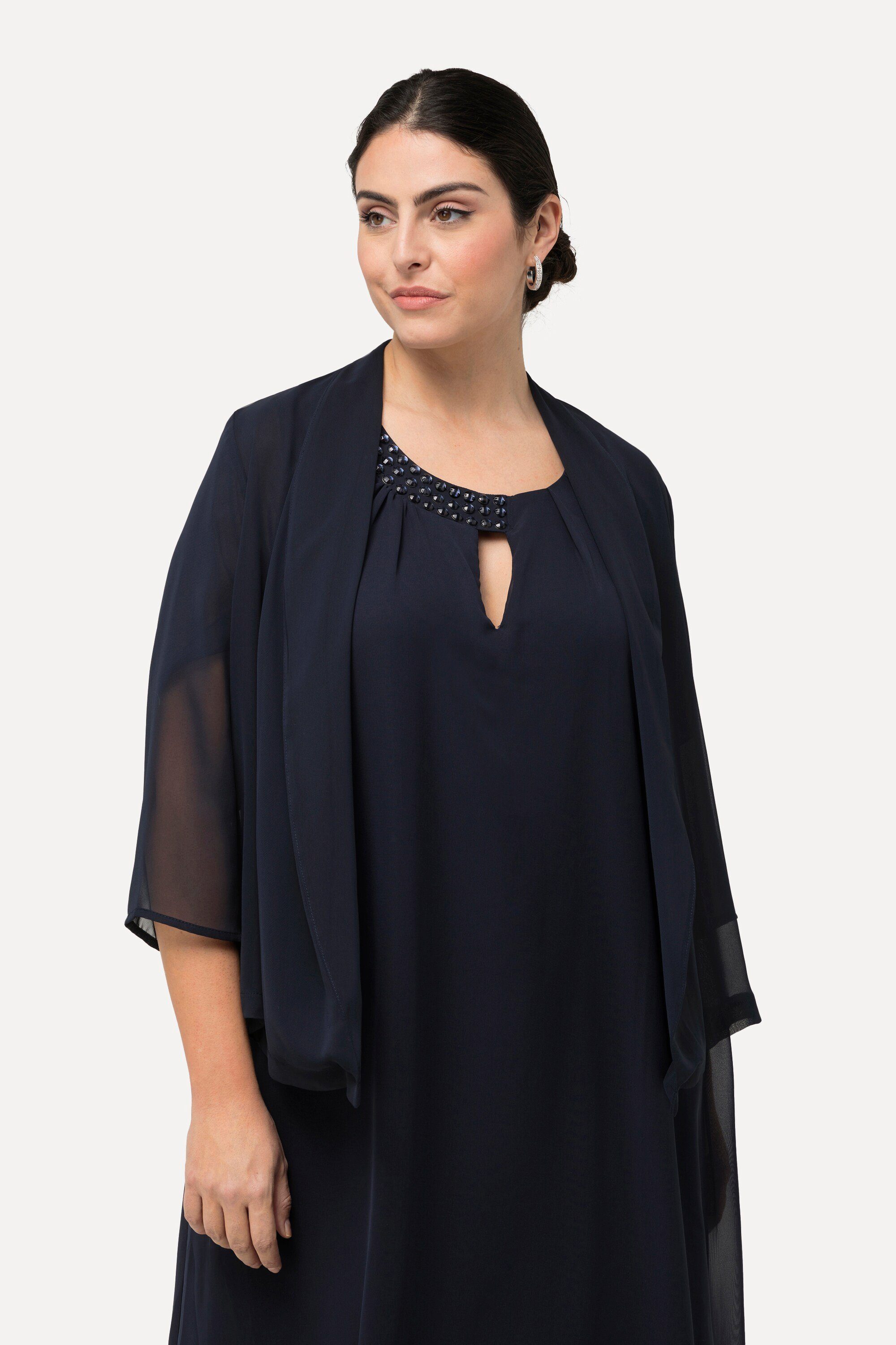 Ulla Popken Kurzjacke Chiffonjacke Oversized Schalkragen günstig online kaufen