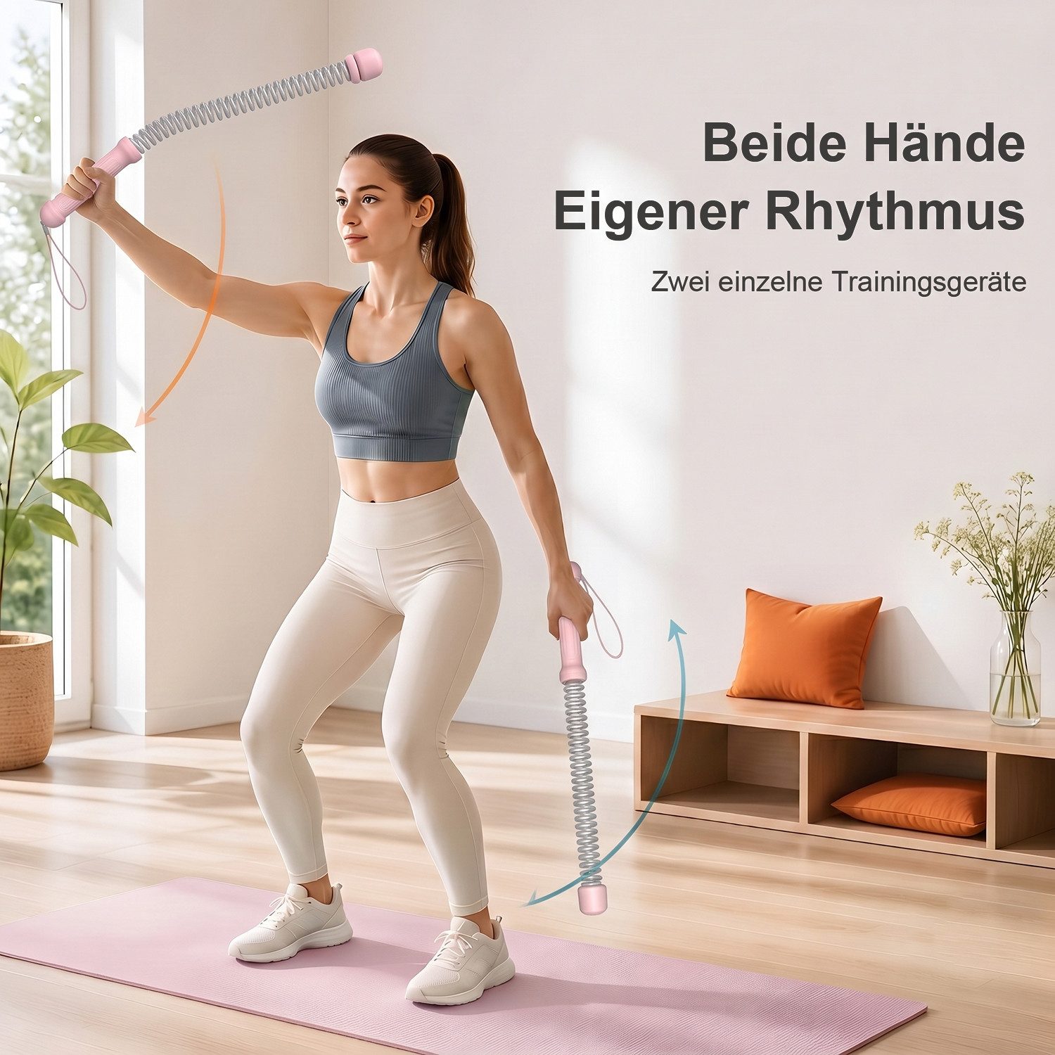 SURFOU Handmuskeltrainer 2 Stück Kampfseile für das Fitnessstudio zu Hause robustes Armtrainer (für Rumpfmuskelaufbau, HIIT und Low-Impact-Aerobic-Training, für Krafttraining, tragbare, schnurlose Kampfseile)