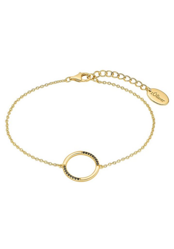 s.Oliver Armband 2034888, mit Zirkonia, Das Damenarmband trägt einen  integrierten Anhänger in Form eines Ringes
