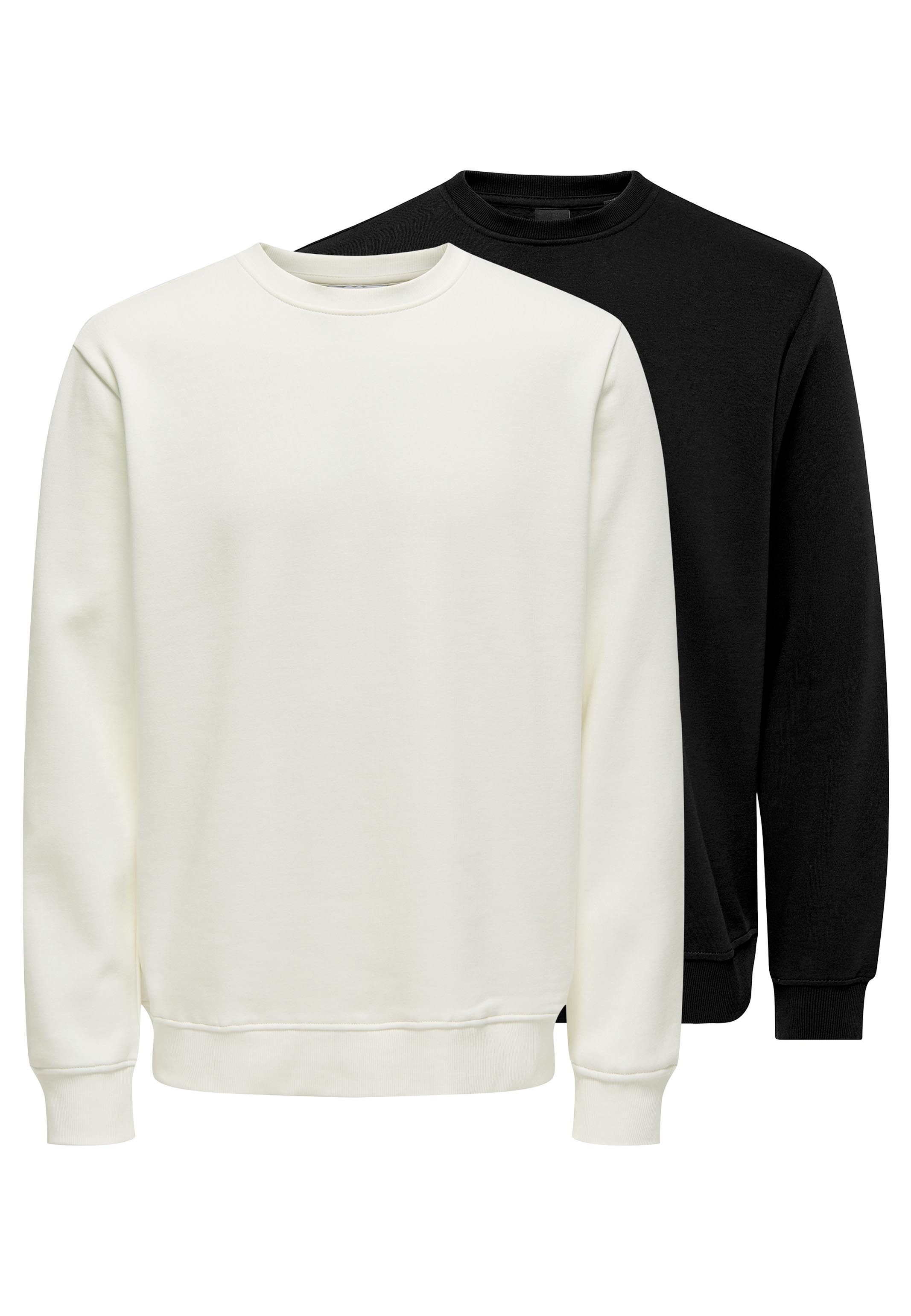 ONLY & SONS Sweatshirt 2er Pack Connor (Spar-Set, 2-tlg) Sweatshirt - Baumwolle - Wärmend / atmungsaktiv