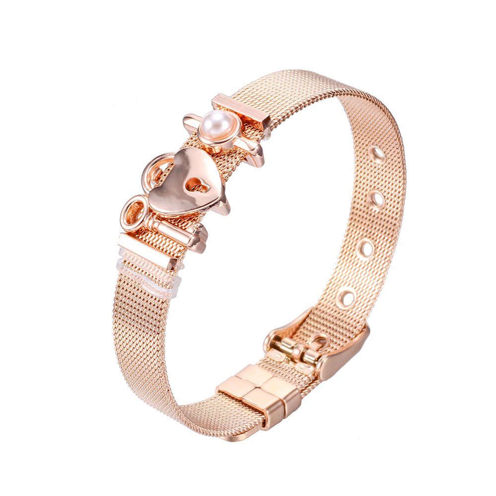 Heideman Armband Mesh Armband poliert (Armband, inkl. Geschenkverpackung), Charms sind austauschbar rose goldfarben