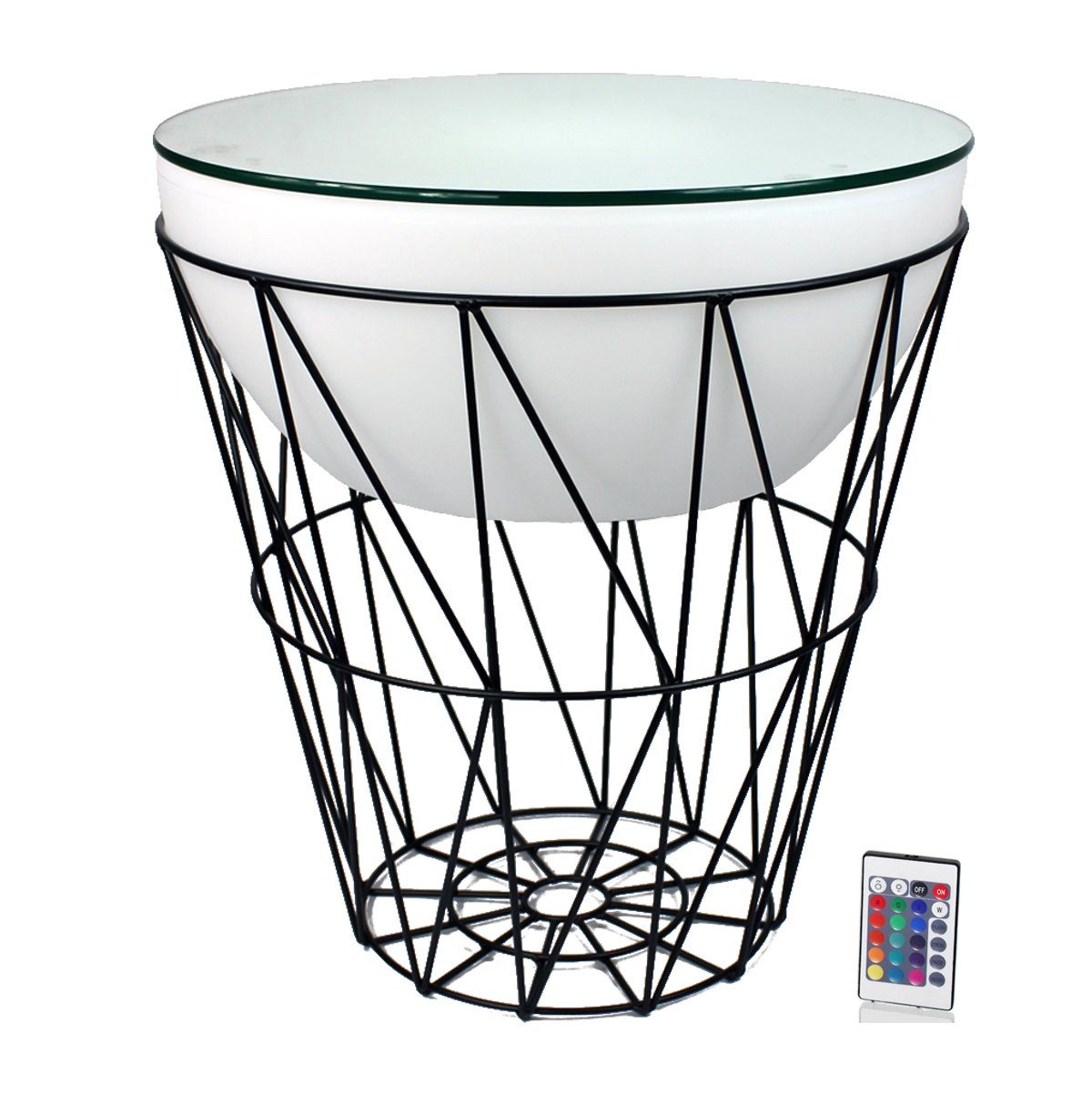 Arnusa Couchtisch LED Beistelltisch beleuchtet rund Korbtisch Metall 50x56 günstig online kaufen