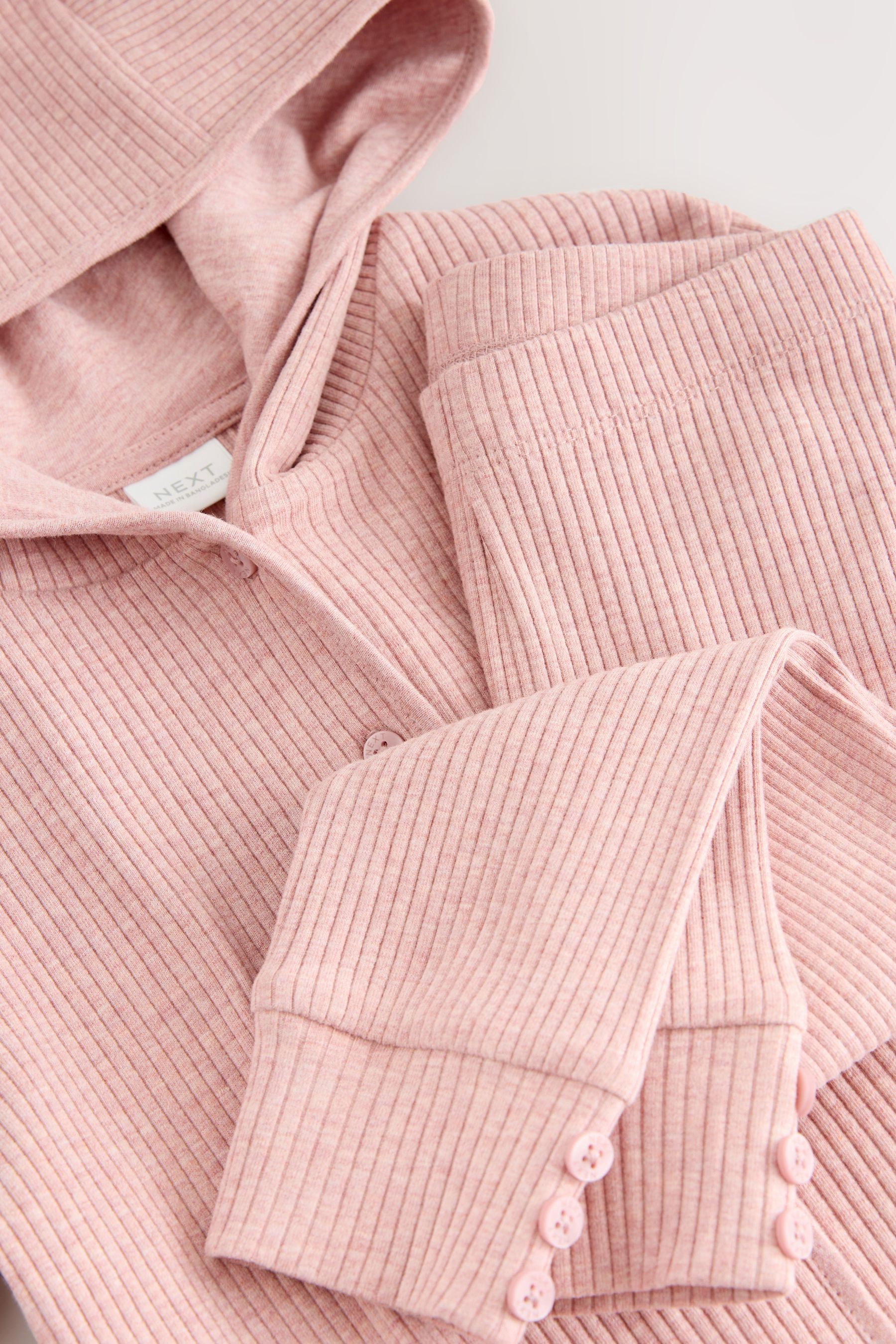 Next Langarmshirt & Leggings Gerippte Kapuzenstrickjacke und Leggings im Set (2-tlg) – Bild 4 von 5