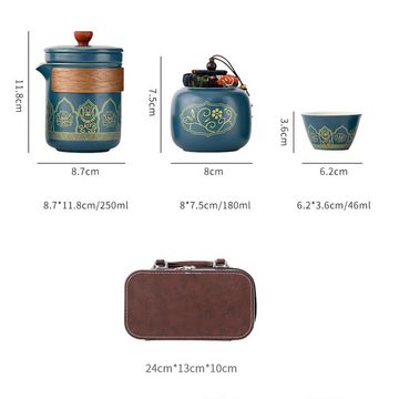 yozhiqu Geschirr-Set Blumen-Reise Tee-Set (mit Luxus-Tasche), Kung-Fu-Tee-Set, Outdoor-Becher, Urlaubs-Geschäftsgeschenk, Geschenk für Eltern