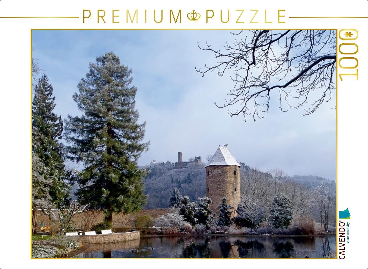 Puzzle CALVENDO Puzzle Winterhauch am Schlossteich in Weinheim an der Bergstraße 1000 Teile Lege-Größe 64 x 48 cm Foto-Puzzle Bild von Ilona Andersen