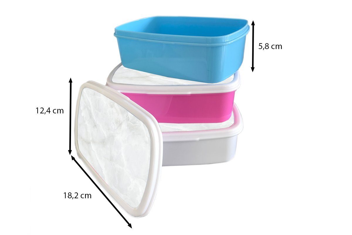 Kunststoff Brotbox Snackbox, - rosa Chic, (2-tlg), Marmor Brotdose Weiß - MuchoWow Mädchen, Erwachsene, für Kunststoff, Kinder, Lunchbox