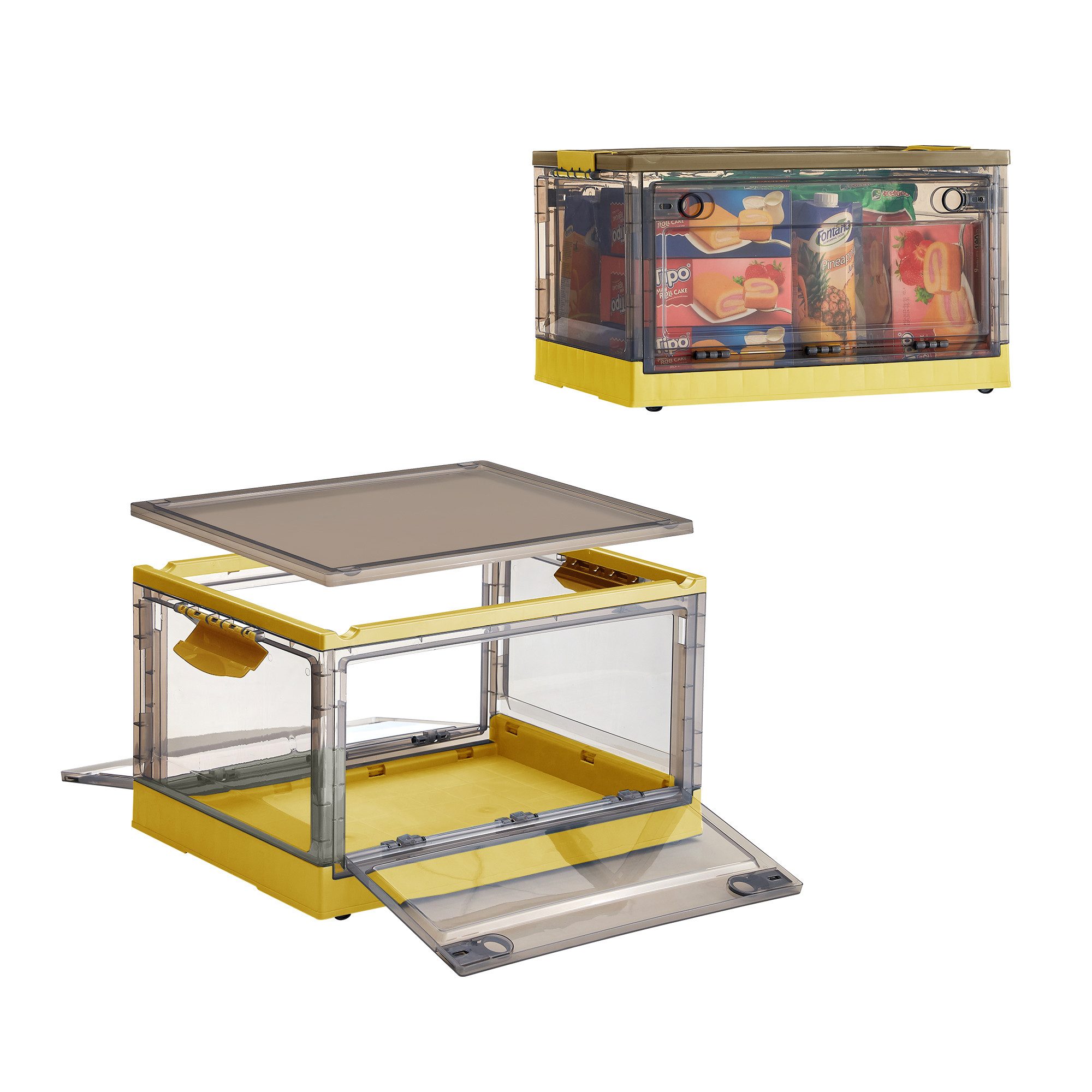 Zedelmaier Aufbewahrungsbox faltbare und stapelbare Aufbewahrungsbox mit Deckel (Set, 1 St), Oben und an 2 Seiten zu öffnen, mit Rädern Griffen Türen