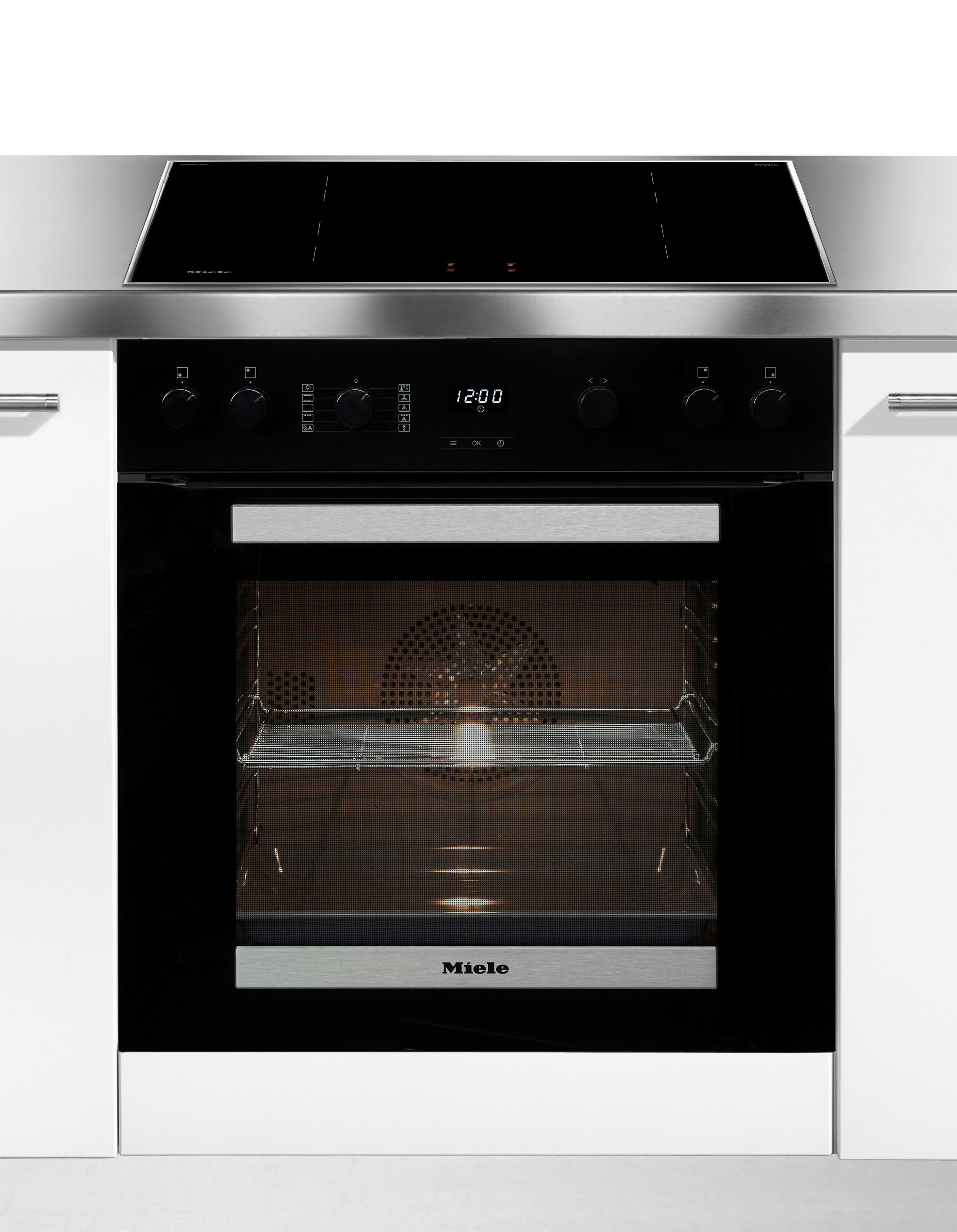 Miele Induktions Herd-Set H2455I D OBSW/EDST-LOOK mit KM 7061 F, Herd-Set - Kombination aus Herd und Induktionskochfeld