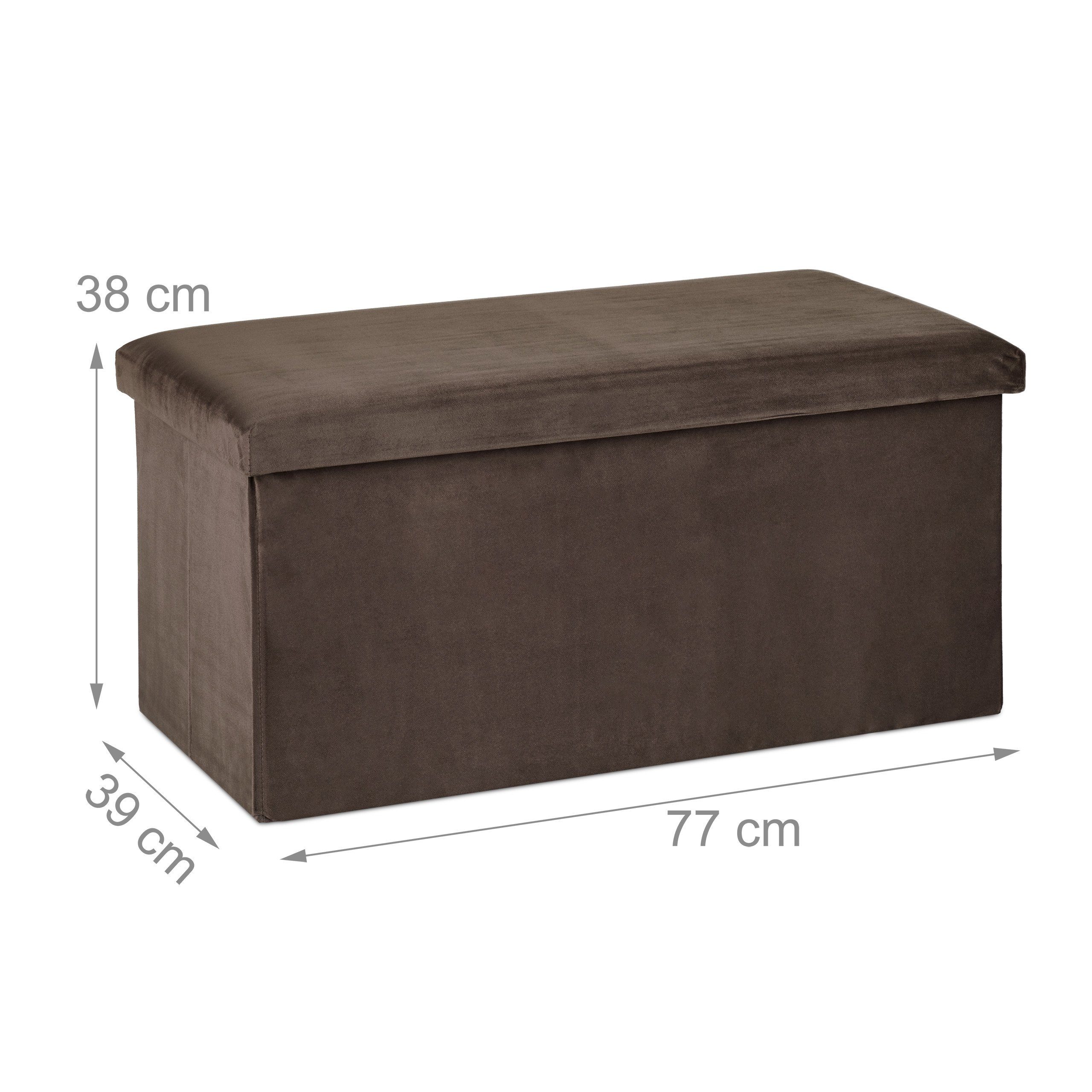 relaxdays Sitzbank Faltbare Samt Sitzbank (1-St), braun – Bild 4 von 5