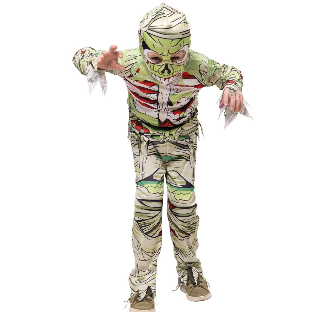 Party x People Zombie-Kostüm Grüne Mumie Zombie für Kinder Halloween Fasching Karneval