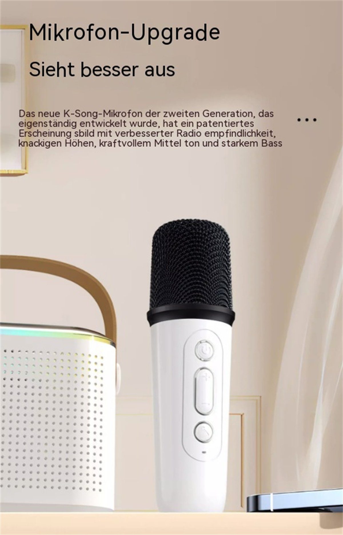 Mikrofonset und Bluetooth-Lautsprecher Doppelmikrofon selected Lichteffekt Lautsprecher- 5W) (Bluetooth Lautsprecher mit + carefully Tragbares