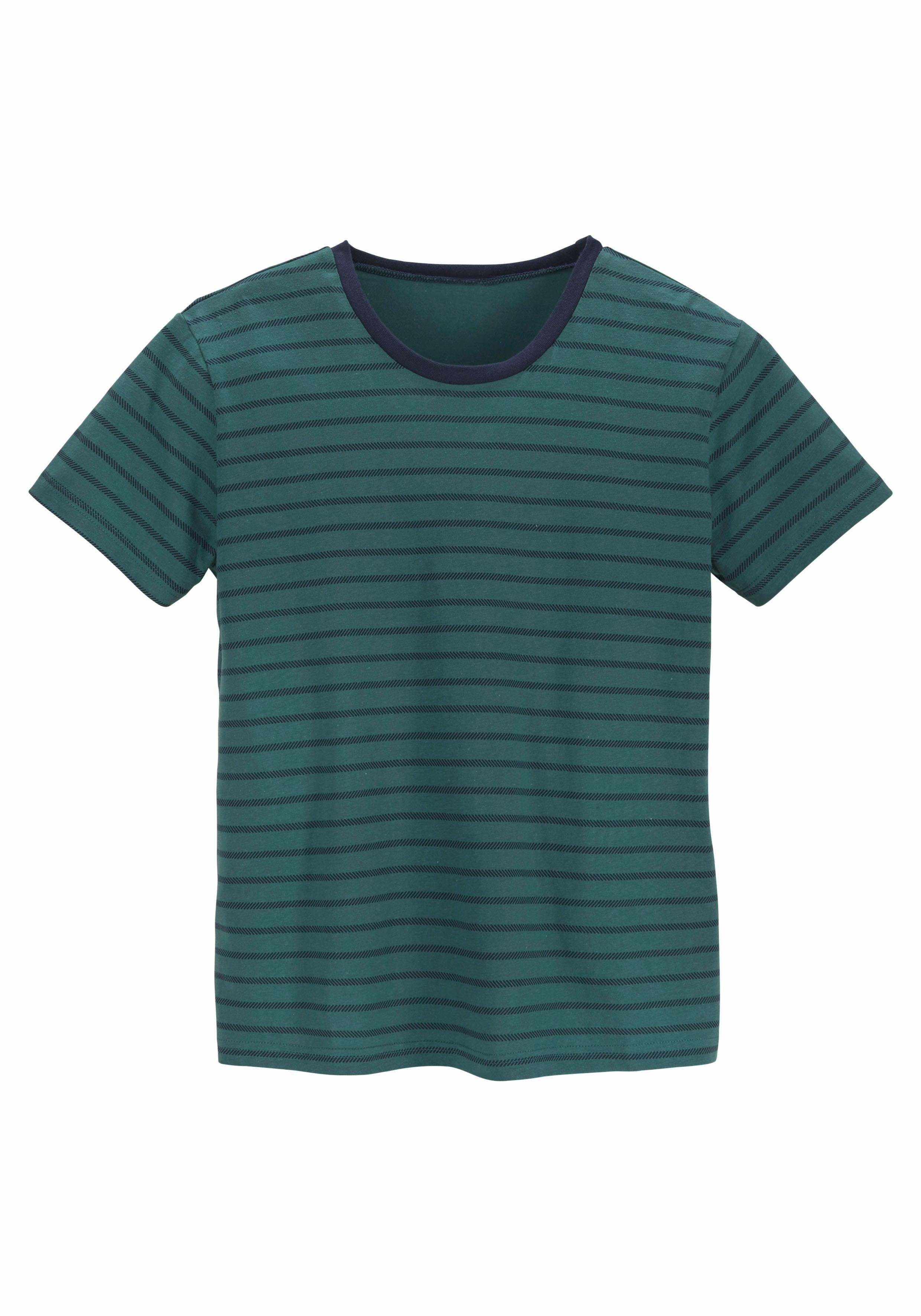 le jogger® Pyjama (2 tlg., 1 Stück) Schlafanzug mit gestreiftem Oberteil