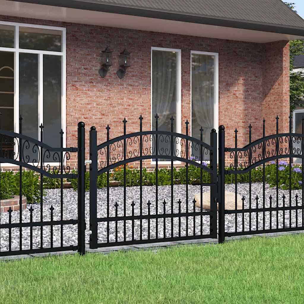 furnicato Zauneinzeltür Stilvolles Zauntor 103 x 120 cm in Schwarz aus pulverbeschichtetem