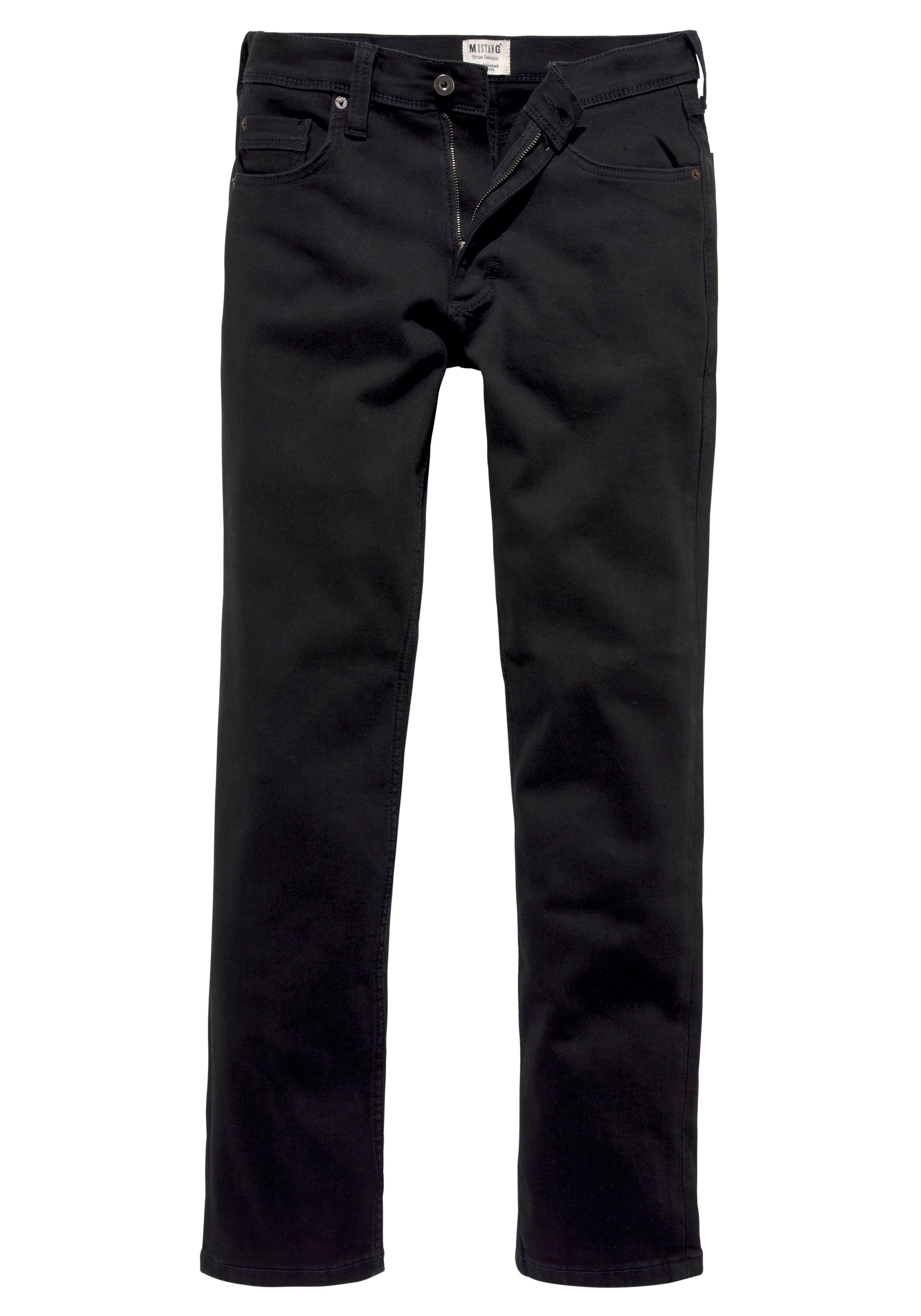 MUSTANG Straight Washington Style mit 5-Pocket-Jeans Abriebeffekten black-denim leichten
