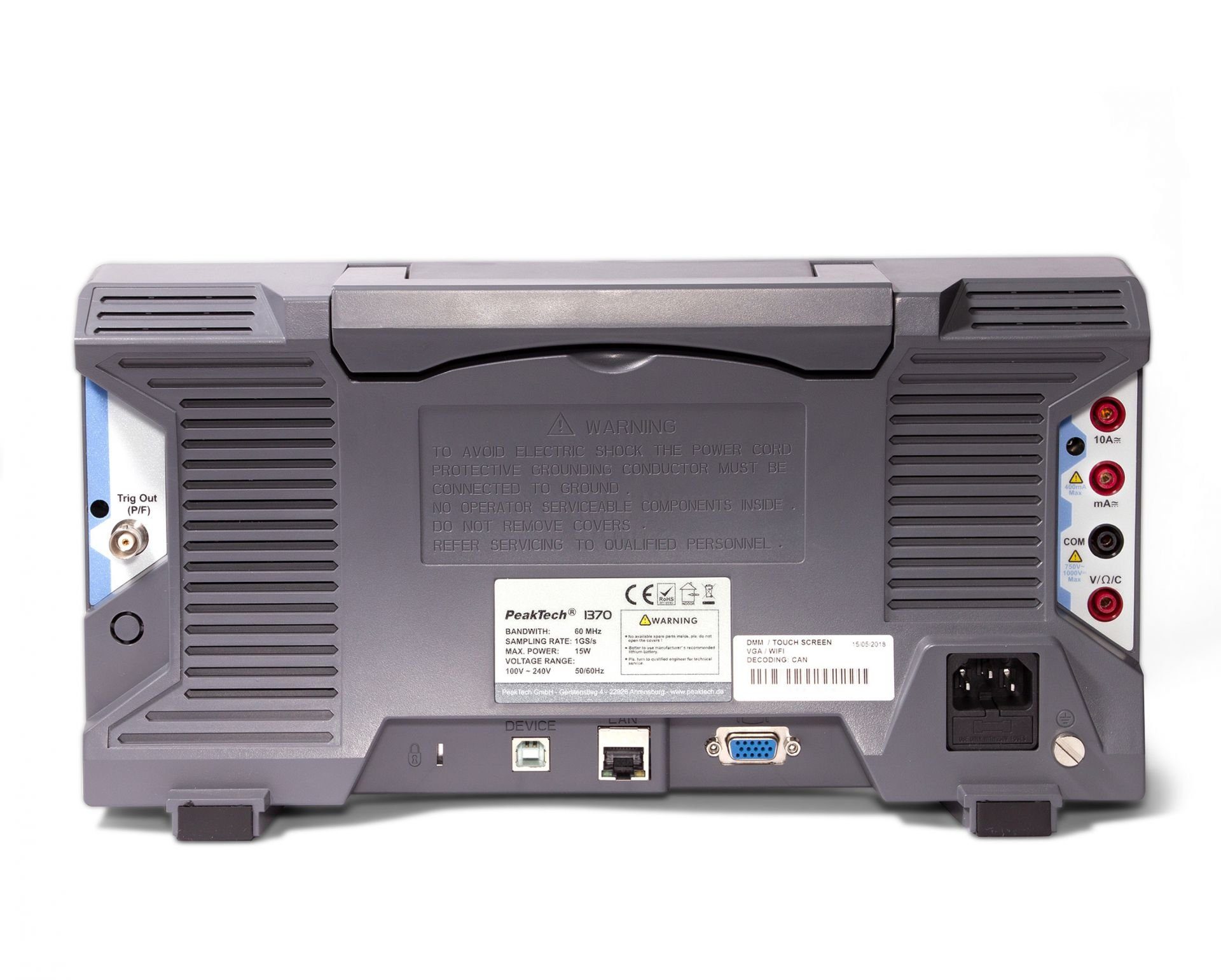 ~ 1GS/s 1370: PeakTech Touch PeakTech DMM, Decoder, mit VGA Spannungsprüfer 60MHz/4CH Screen, ~