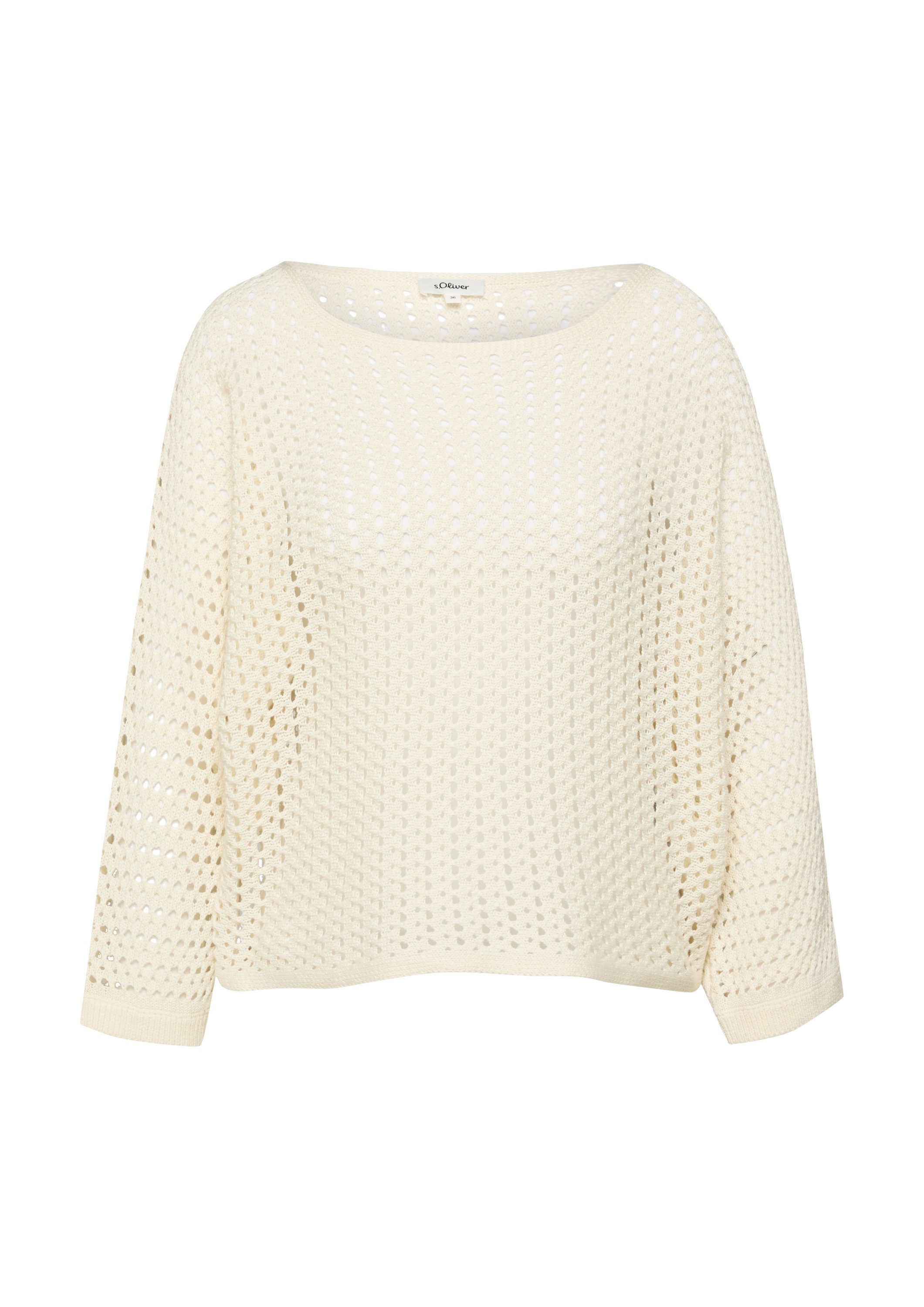 s.Oliver Longpullover Strickpullover Verkürzter Ajour-Strickpullover in Ove günstig online kaufen