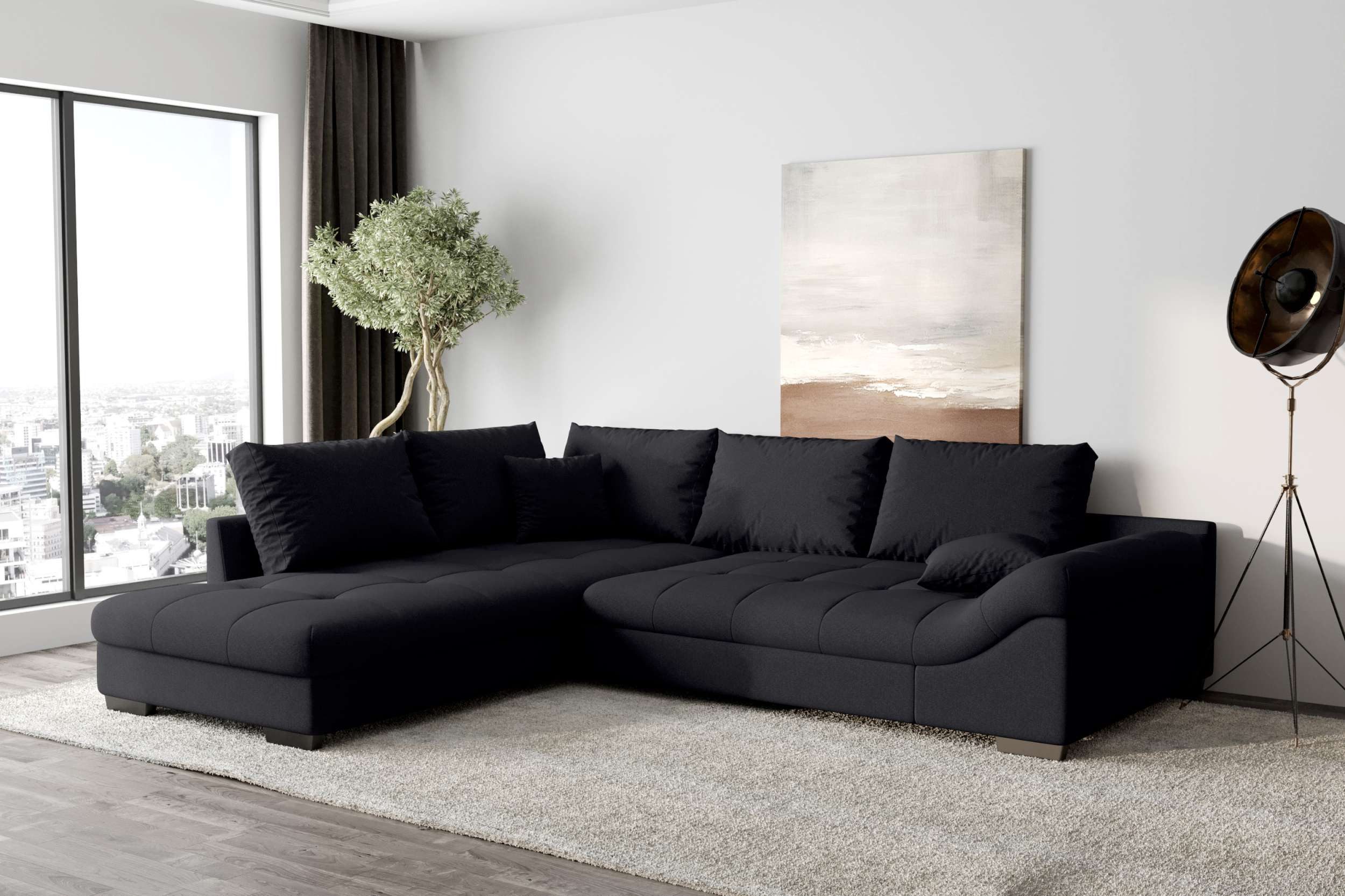 99rooms Ecksofa Terra, Sofa, L-Form, Inkl. 5 Rückenkissen, mit Rundumbezug, Wellenfederung