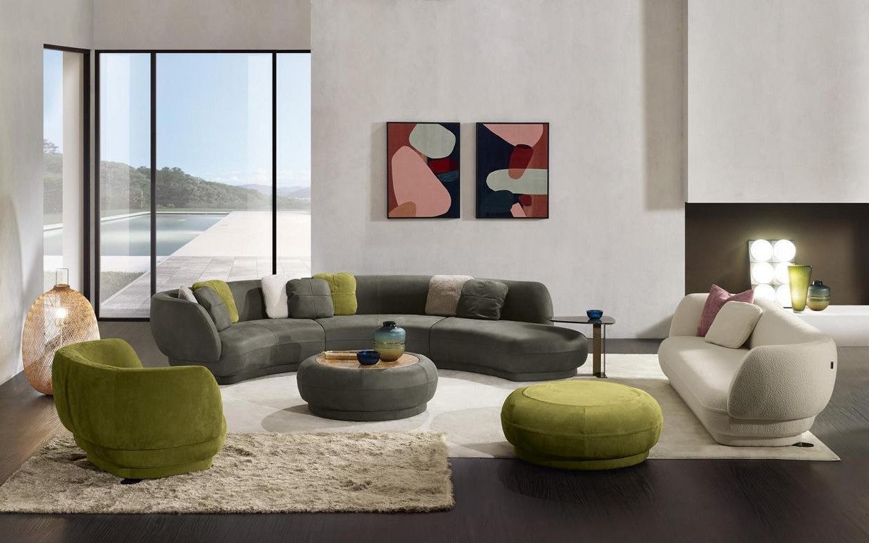 JVmoebel Sofa Rundsofa Eckcouch 6 Sitzer Couch Sofa Leder Luxus Möbel Rund, Made in Europa