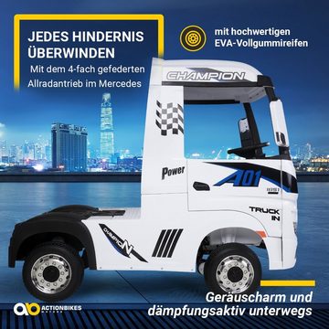 Actionbikes Motors Elektro-Kinderauto Mercedes Benz Actros LKW Truck, Belastbarkeit 40 kg, 40 kg - m. Fernbedienung - Softstart - Bremsauto. - 4x 12 V Motor