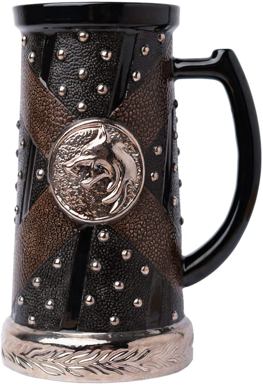 Grupo Erik Bierkrug The Witcher - Porzellan Stein Krug- Maßkrug mit geprägtem Dekor - 0,75 l, Porzellan