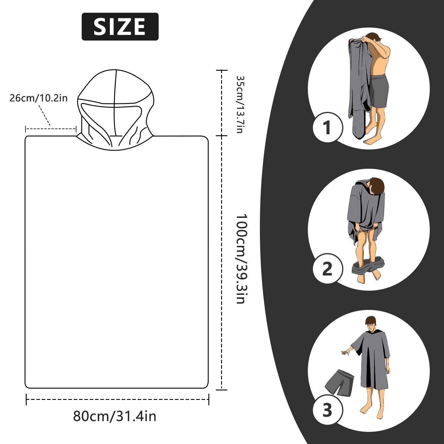 autolock Strandtücher Pool Strand Badetuch für Schwimmen Surfen,80*100*33cm