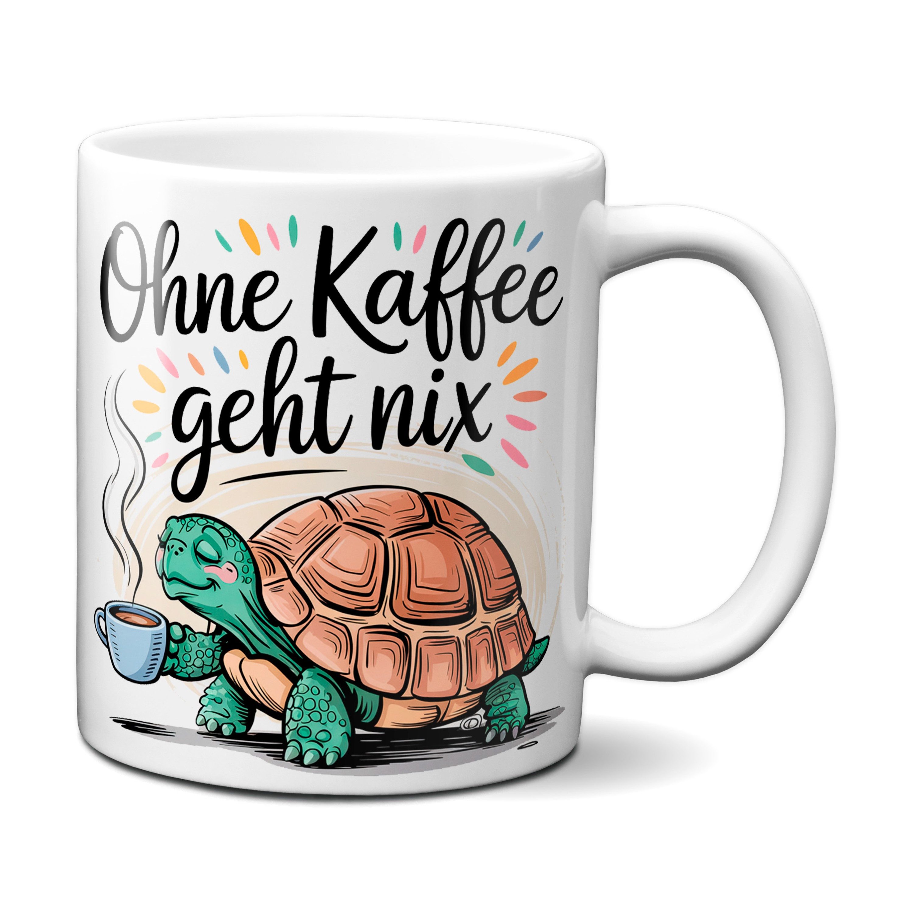TASSENKING Tasse, Schildkröte - Ohne Kaffee geht nix (weiß)