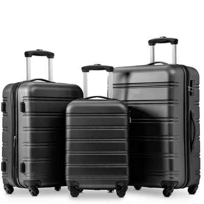 Flieks Trolleyset, 4 Rollen, (3 tlg), Kofferset Hartschalentrolley Handgepäck Reisekoffer Set